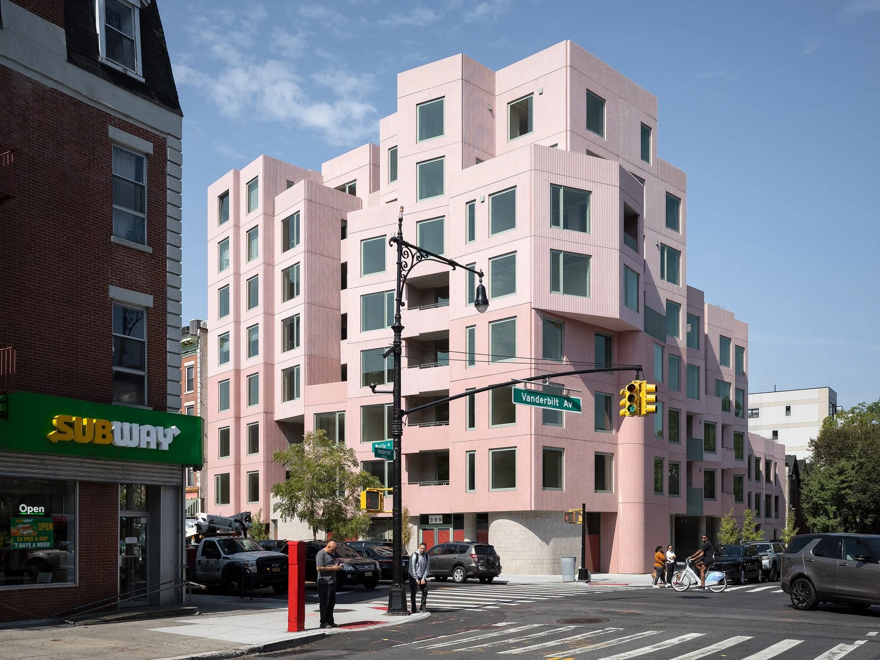 144 Vanderbilt pink scalloped precast facade on the Fort Greene corner, by SO-IL, Brooklyn - architectural photographer New York