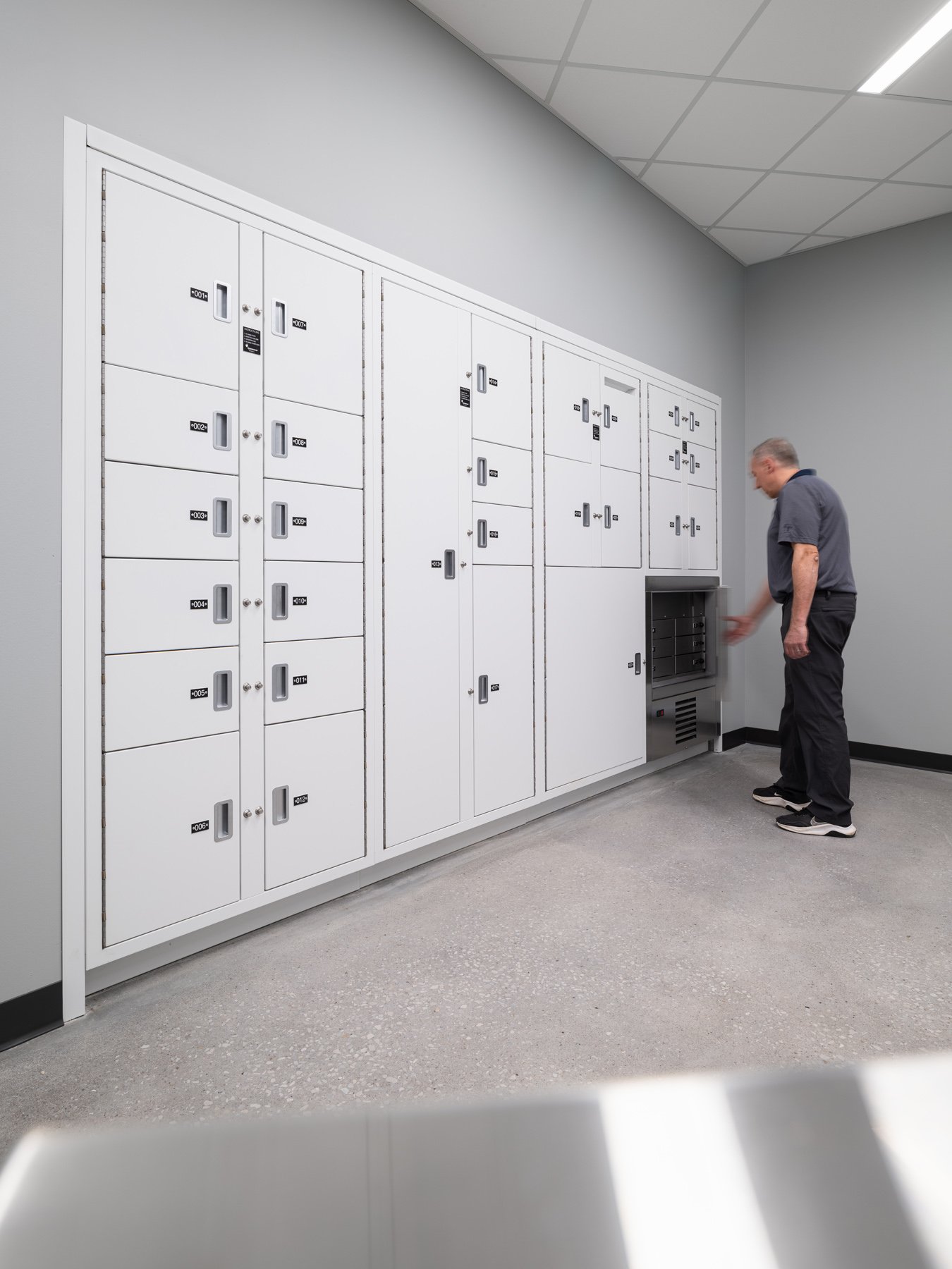 Detective Antonio Valentine Building interior evidence lockers by JEMA, Maryland Heights Missouri - architectural photographer St. Louis Missouri