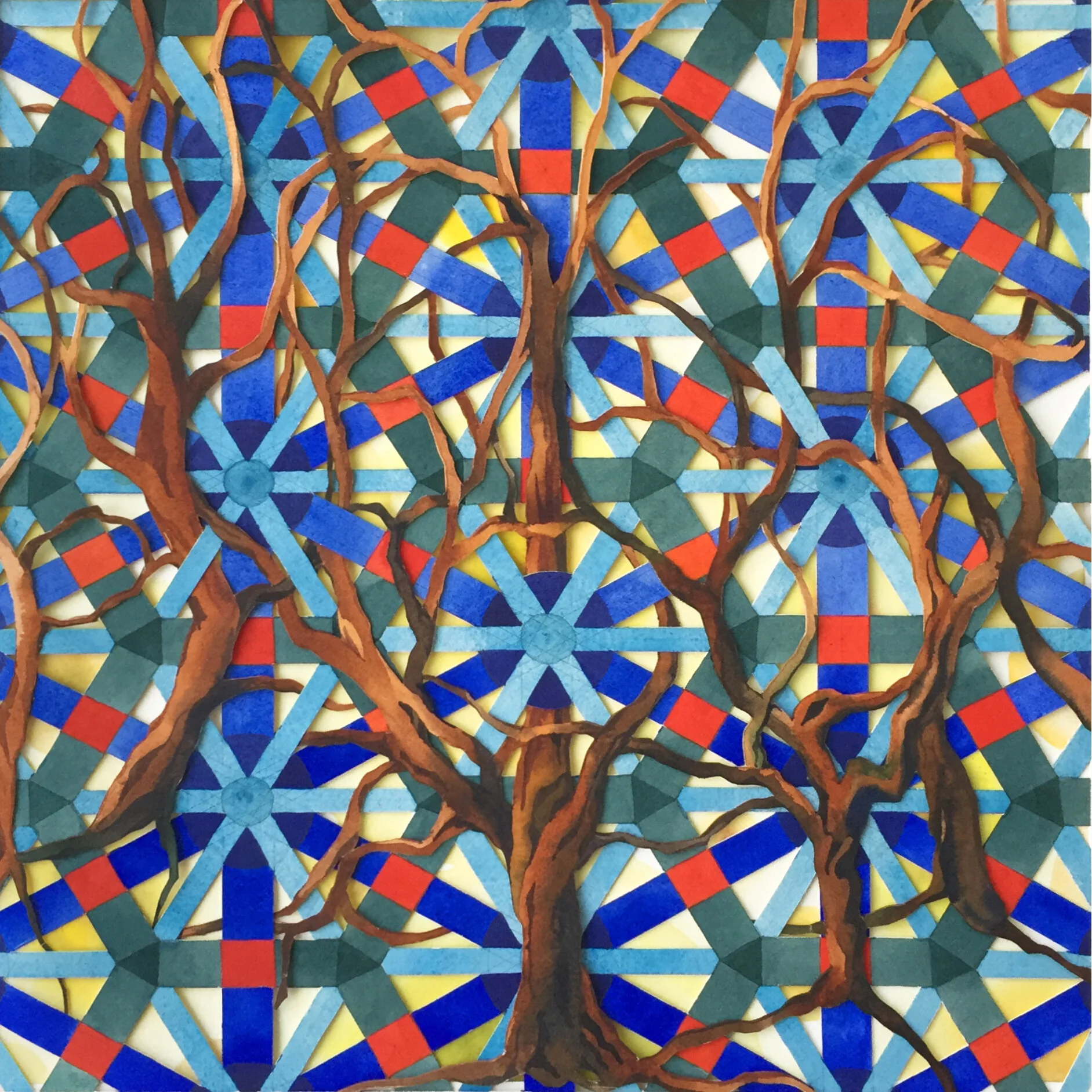 Forest (2016) Multilayered watercolor on paper 24"x 24"""