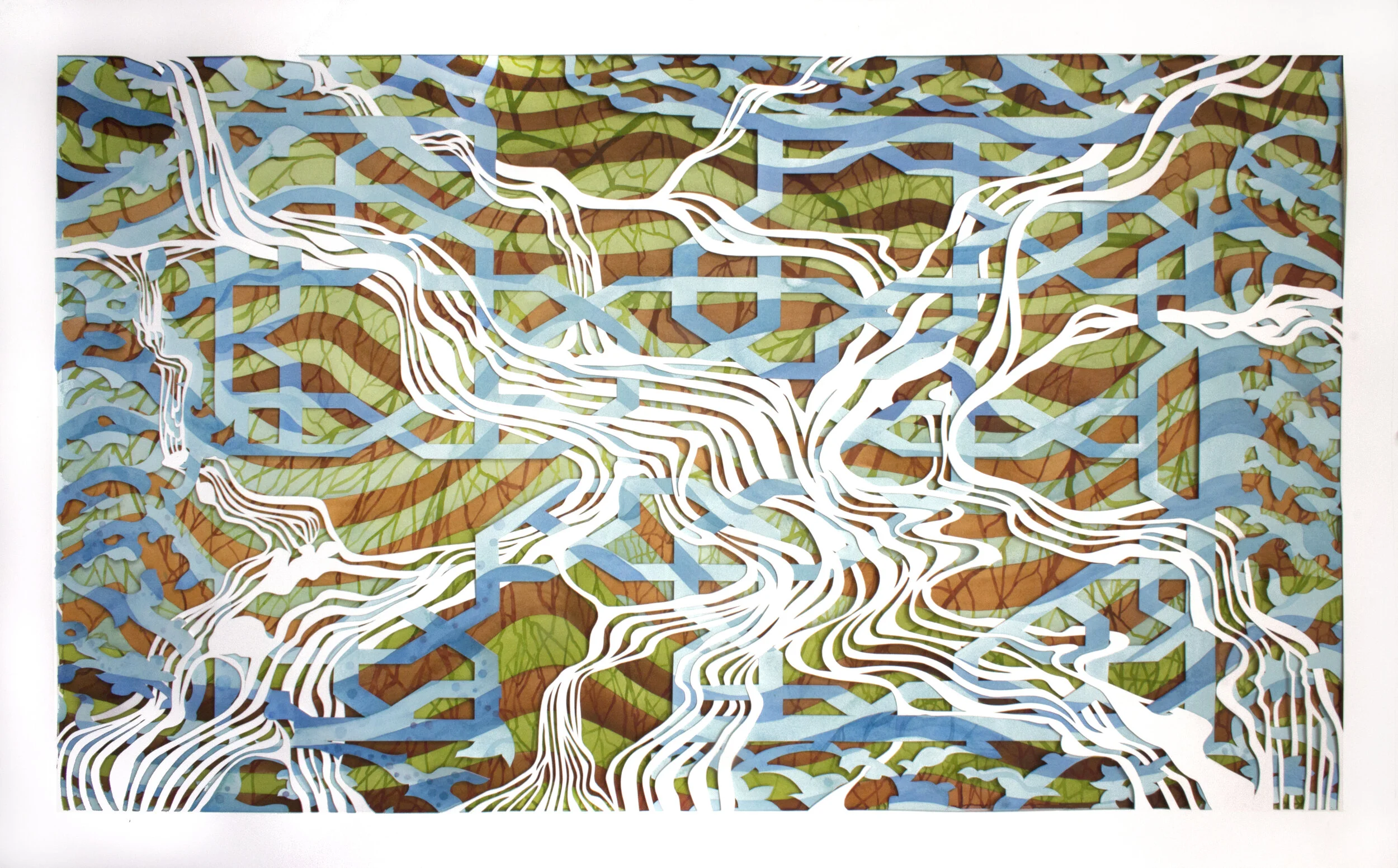 Crossing Falls (2016) Multilayered watercolor on paper 46"x 68""