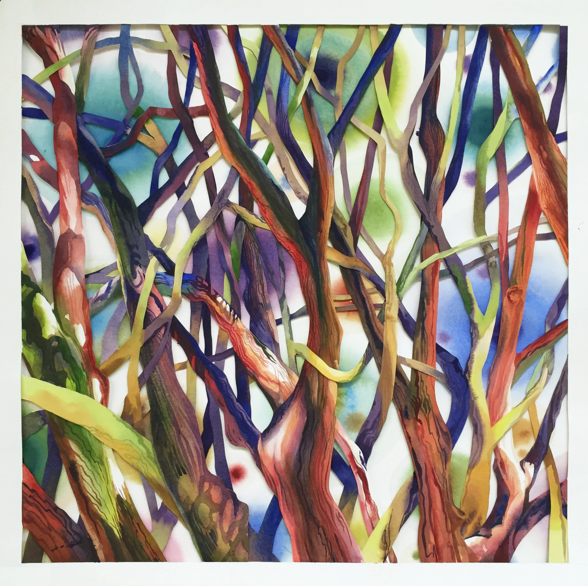 Thicket #2 (2016) Multilayered watercolor on paper 25.5"x 25.5""