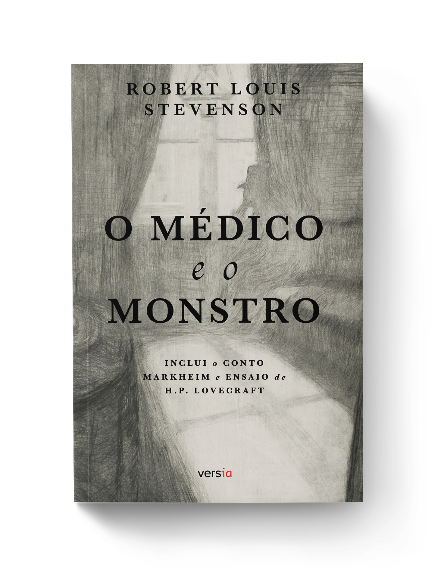 Capa do livro 'O Médico e o Monstro', de Robert Louis Stevenson, com ilustração sombria e título em destaque.