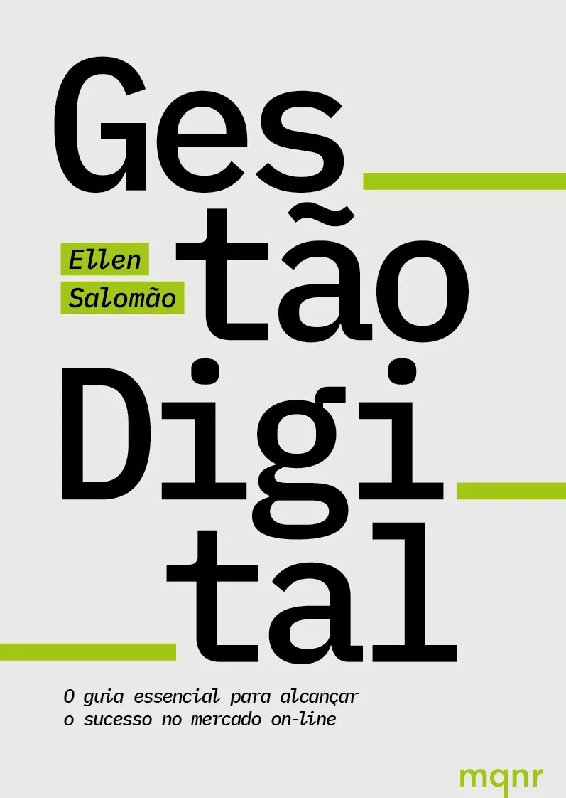 Capa do livro 'Gestão Digital' de Ellen Salomão, com título em destaque e subtítulo em português, fundo cinza claro, letras pretas e detalhes em verde.
