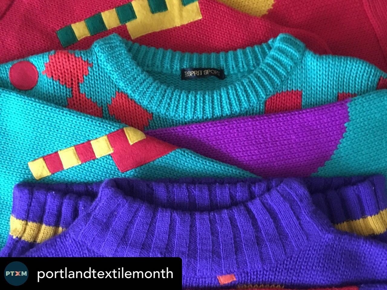 Posted @withrepost &bull; @portlandtextilemonth 
Join us on Tuesday, October 25th at 7 PM for a digital talk with Michelle Koza as she guides us in a  history of Esprit and the archive, sharing anecdotes and detailing the various projects undertaken 
