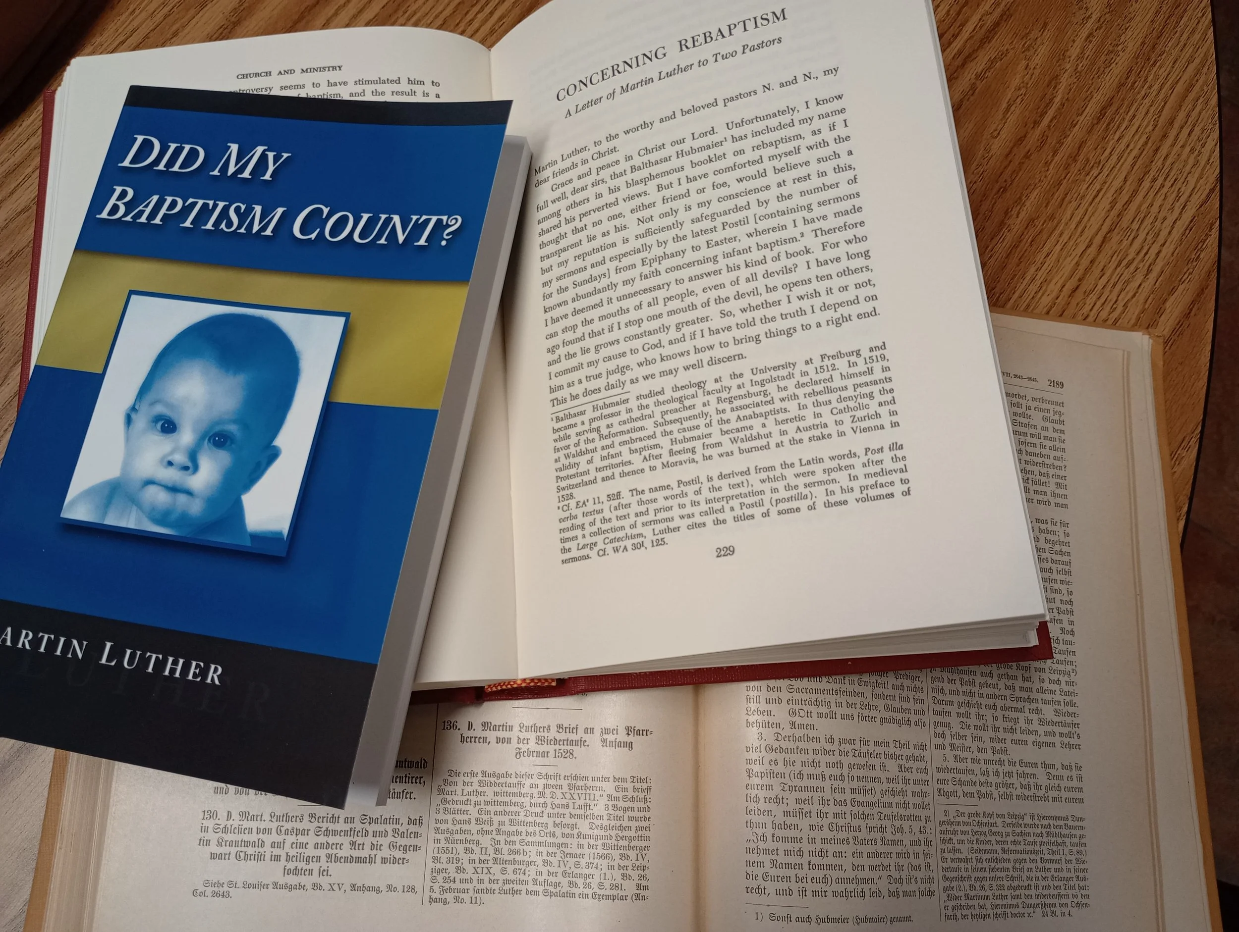 Concerning Baptism: A Letter of Martin Luther to Two Pastors, titled "Did My Baptism Count?"