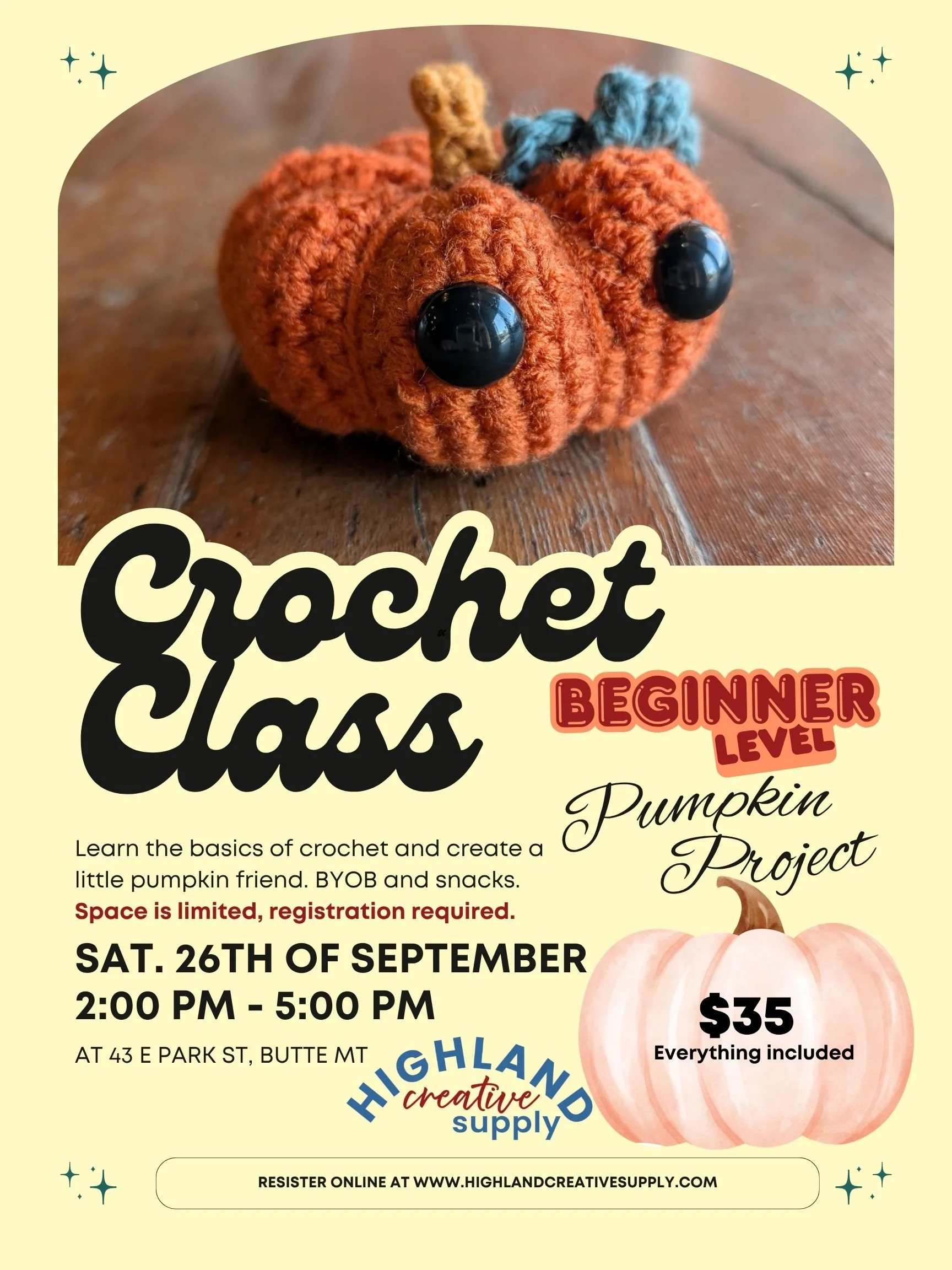 Beginner Crochet Class Pumpkin