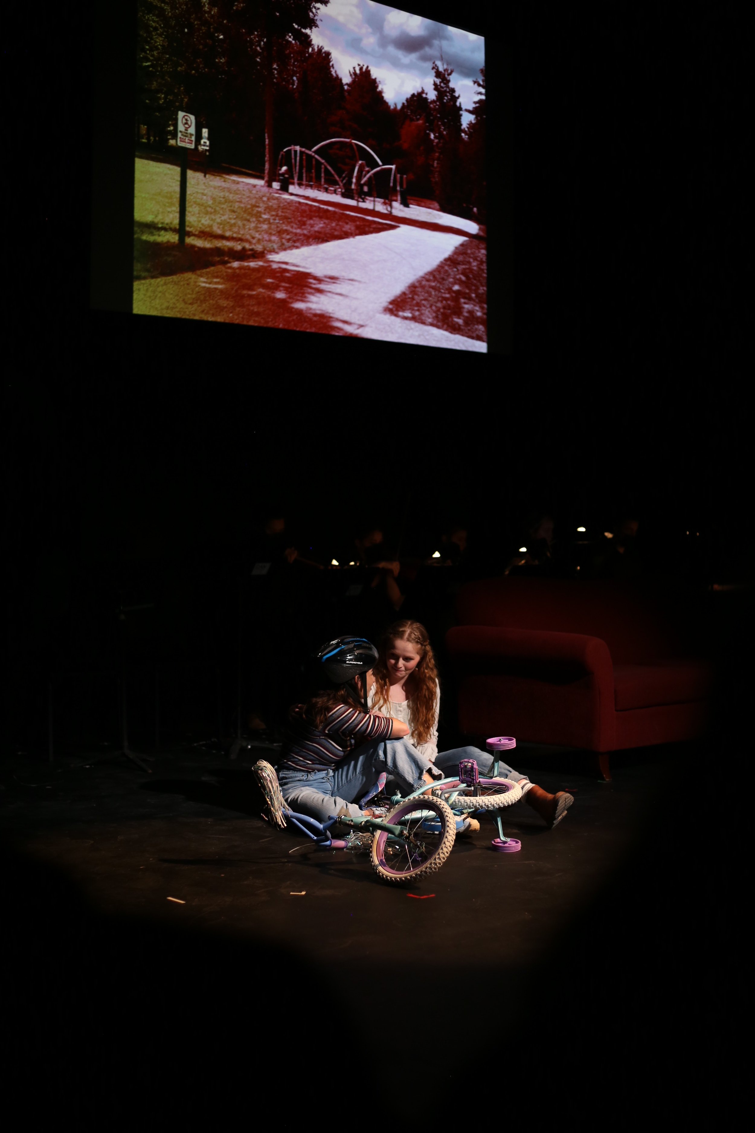 5 year old Luziana is not great at riding her bike. But at least her momma is there :)