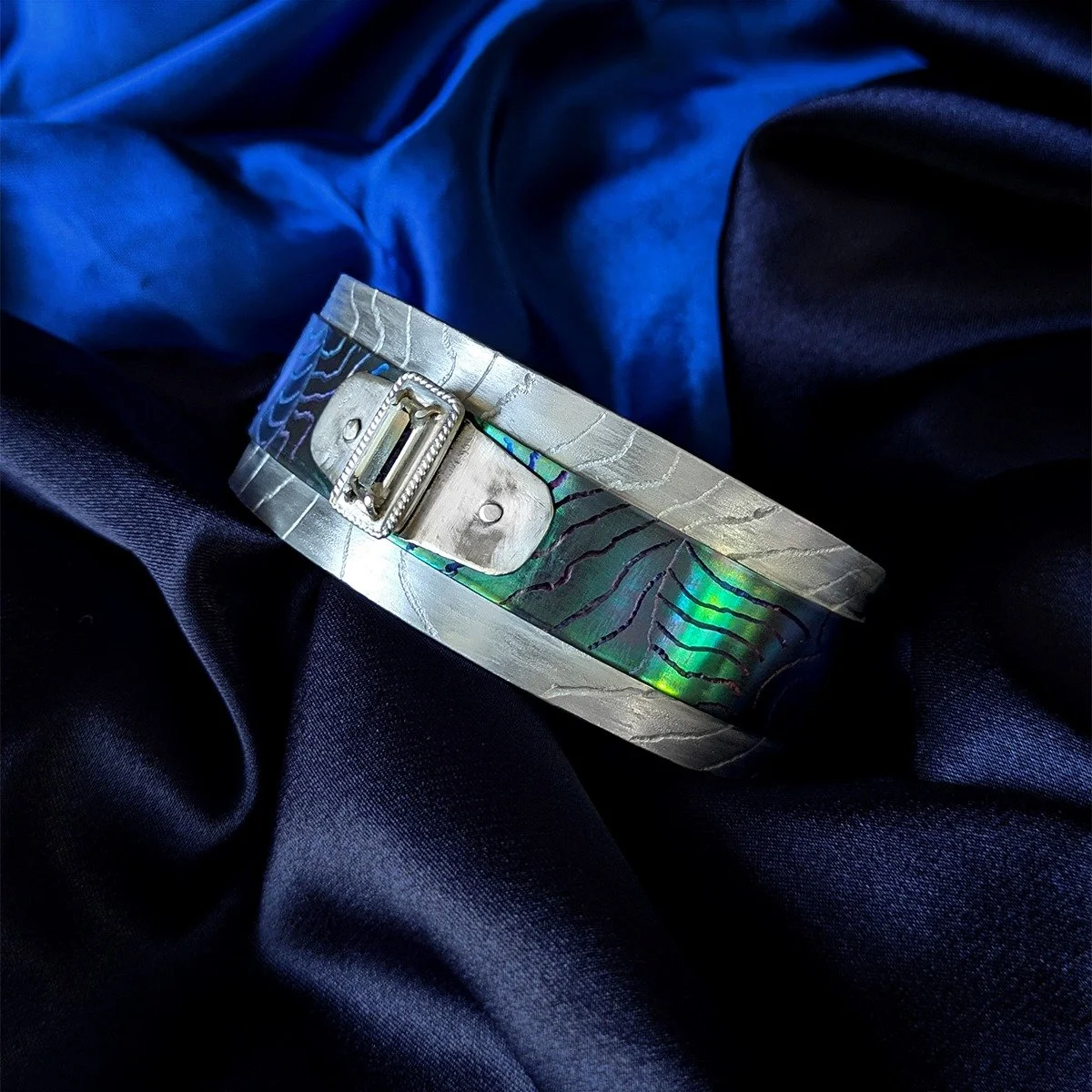 Path Brangle Side 1- Diaspore Gemstone and Titanium Bracelet