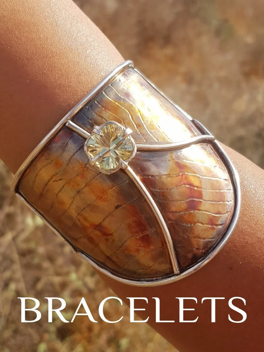 Shop one of a kind bracelets including bangle, cuff and hinge bracelets. Handmade by Malki Studio artists using responsibly sourced precious metals, copper, unique gemstones and other mixed media.