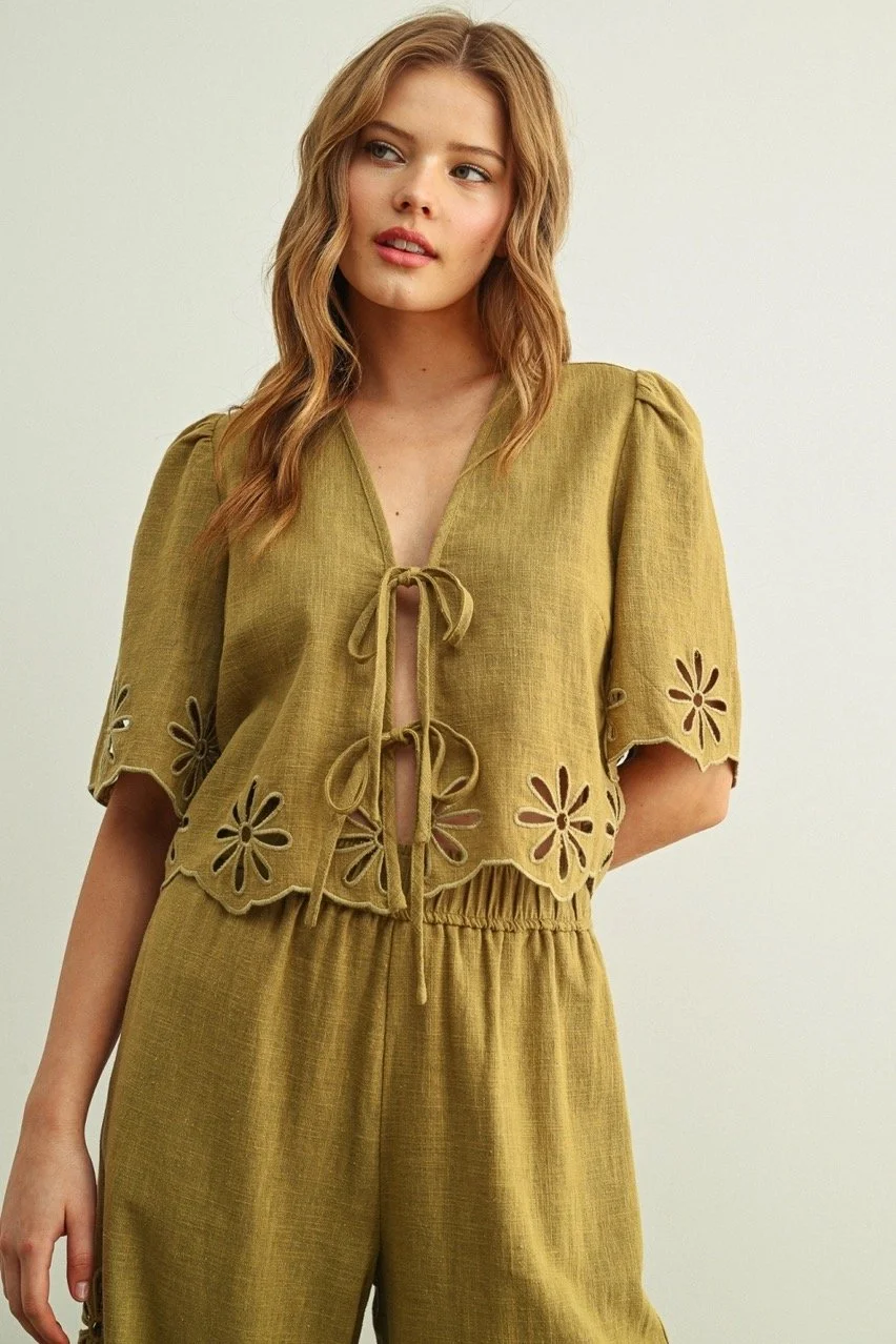 Fig Embroidered Top