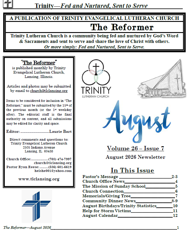 Trinity Lansing, IL Newsletter August 2026