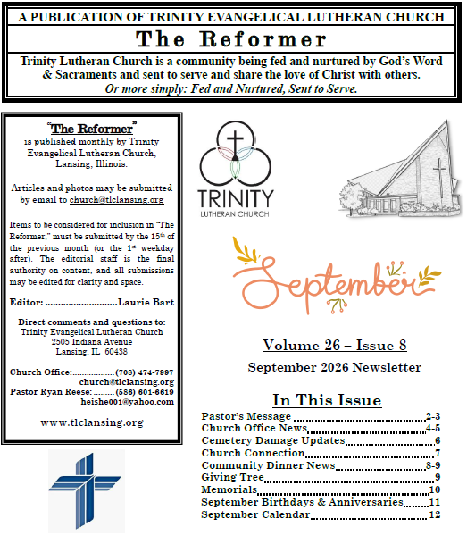 Trinity Lansing IL September Newsletter