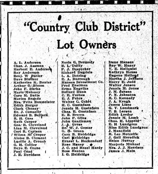 STORY #23: Who Were the First Neighbors? — Country Club, 1927