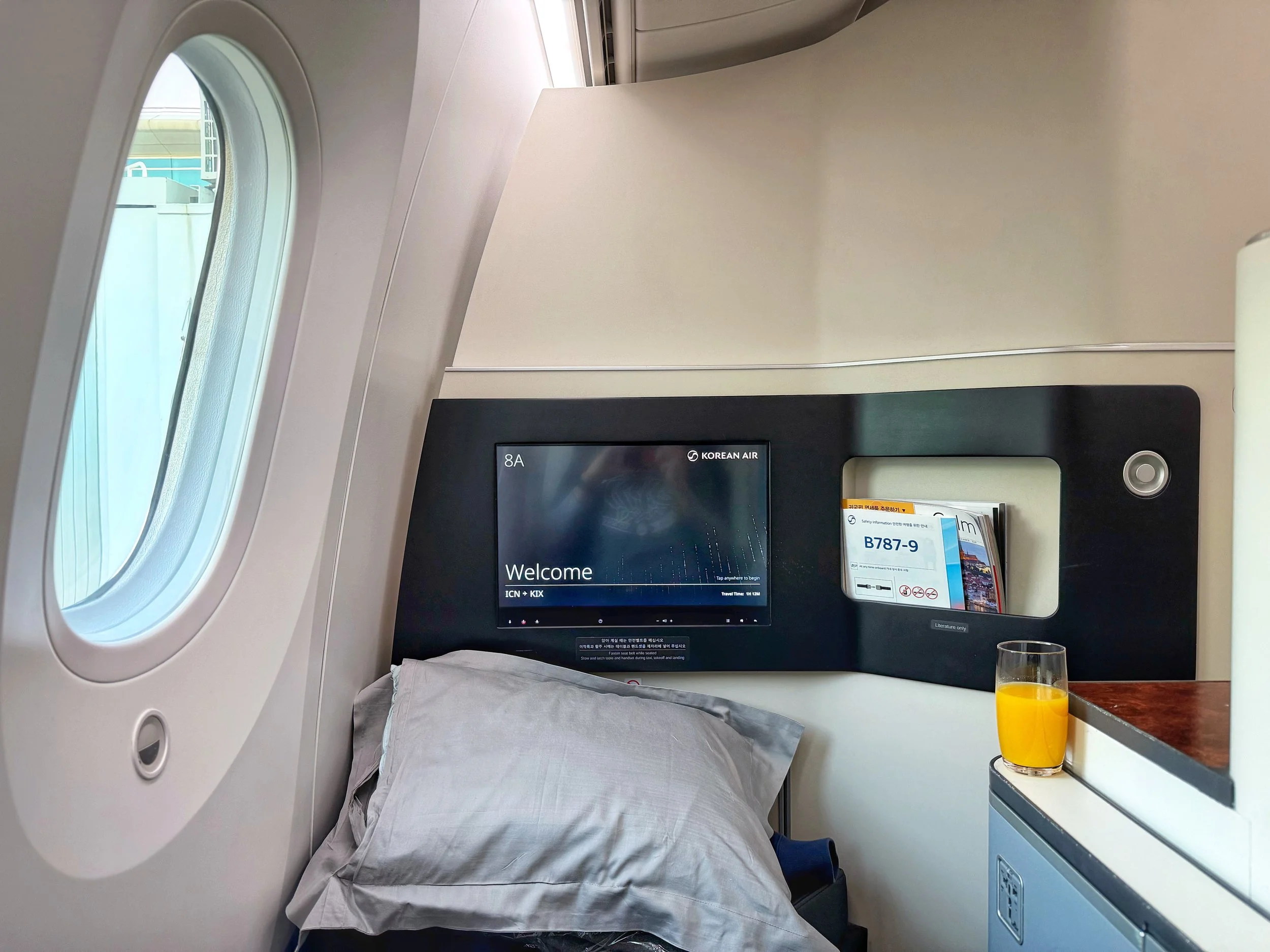 Korean Air Prestige Class, JFK → ICN → KIX