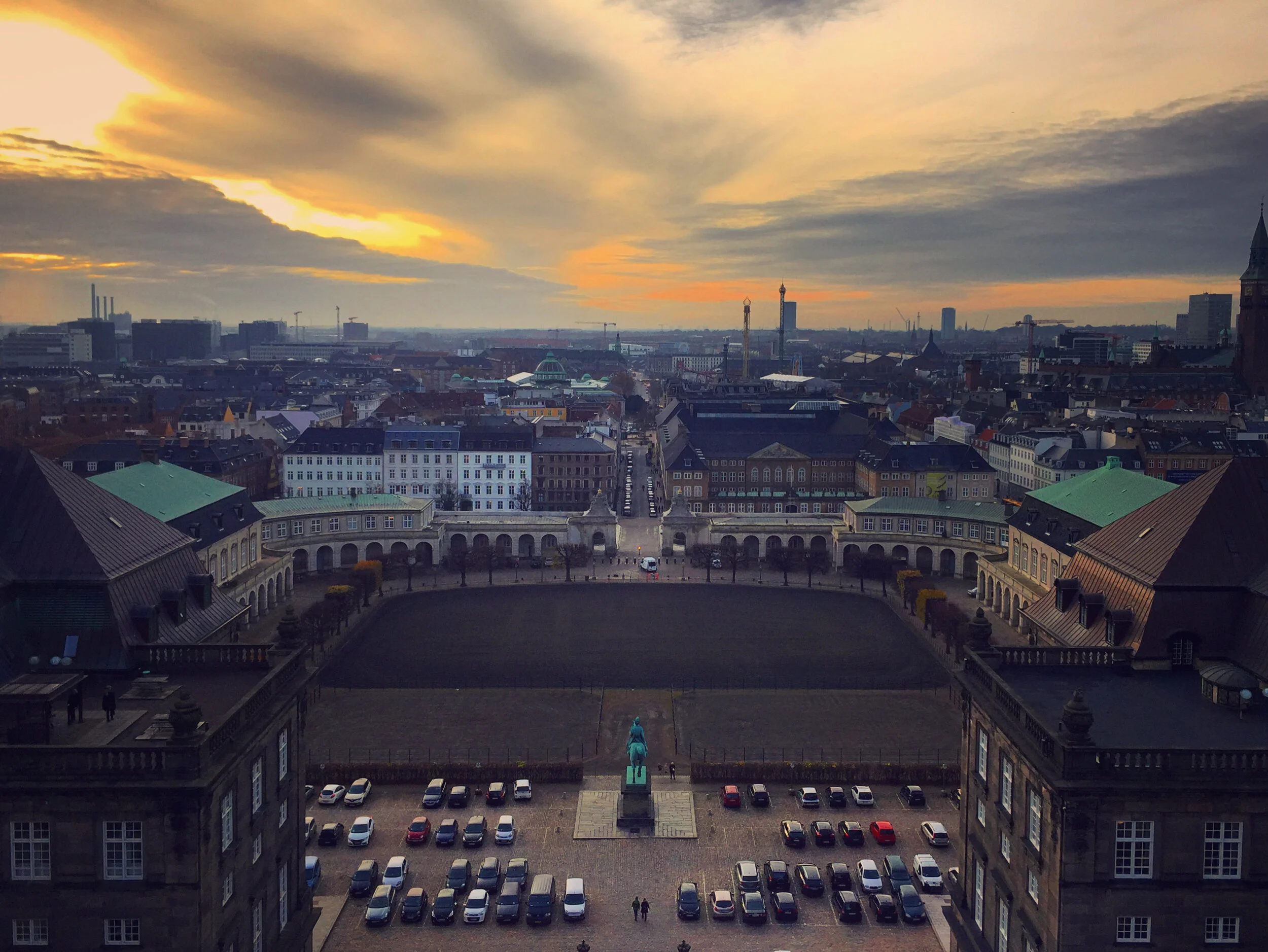COPENHAGEN, DENMARK - NOVEMBER 23, 2016: The view from atop the Tower at Christiansborg Palace.