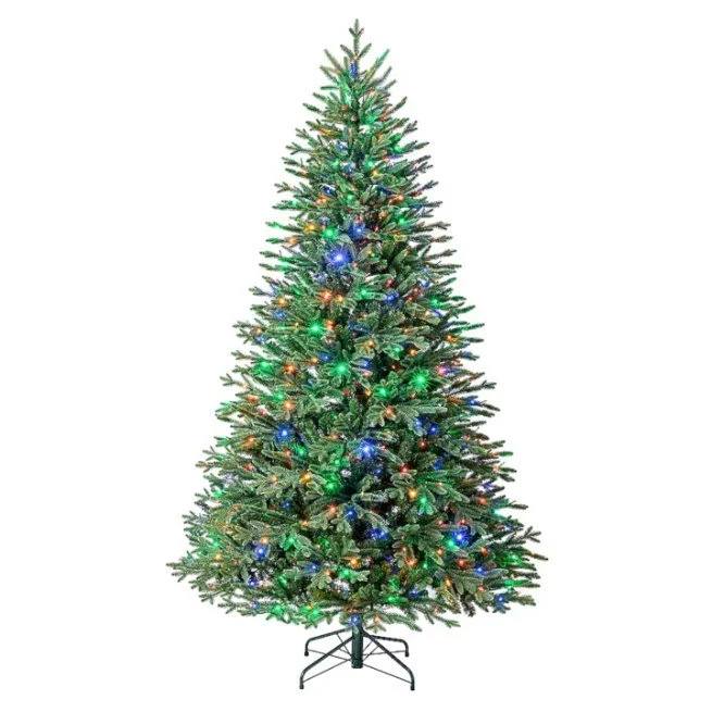 GE Brookhaven Fir 7.5 ft pre-lit Christmas tree with multicolor lights