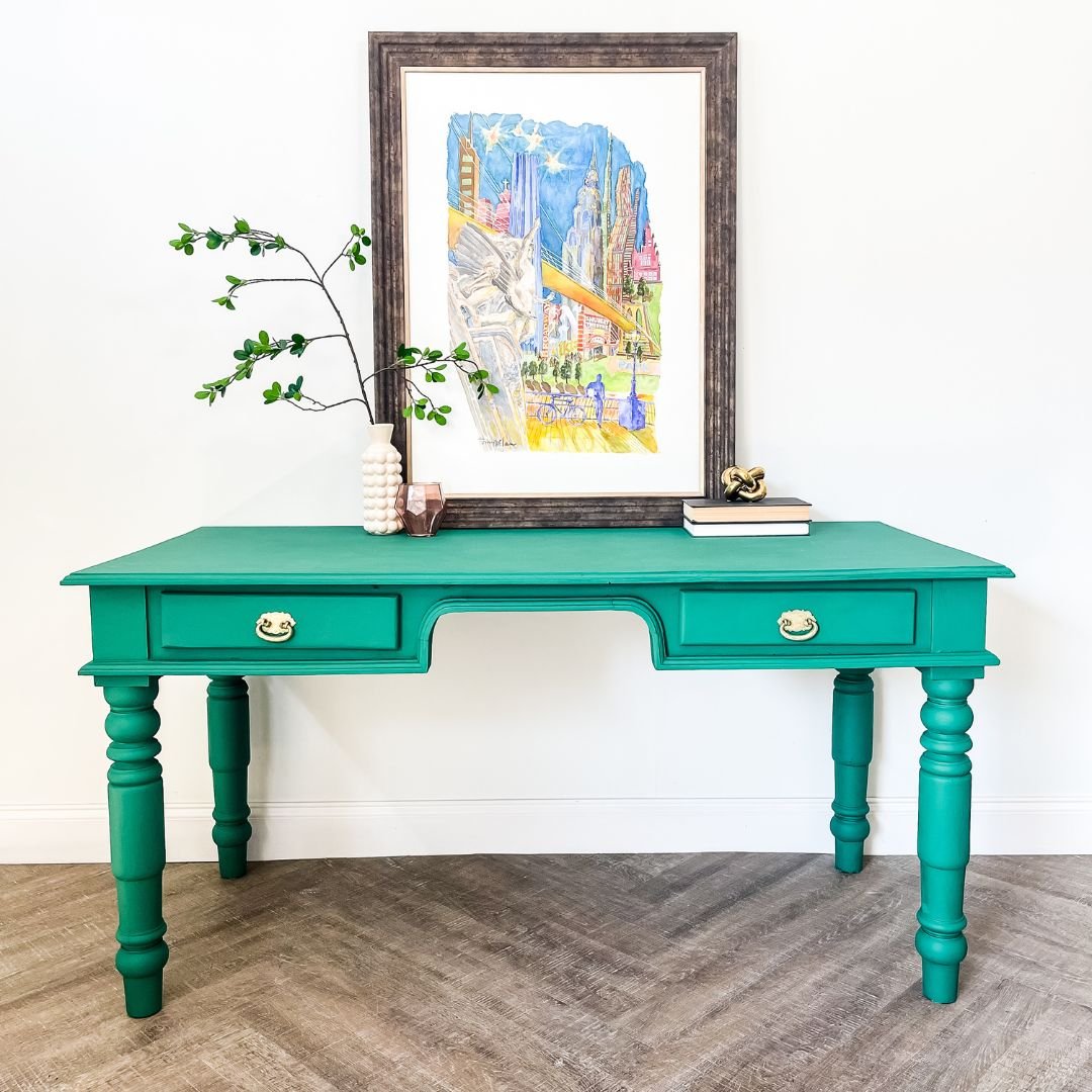 Turquoise and Gold Furniture Makeover - Artsy Chicks Rule®