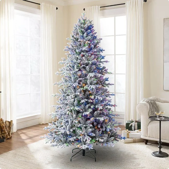 Tree Classics by Balsam Hill Snowy Redwood 7.5 ft flocked pre-lit Christmas tree