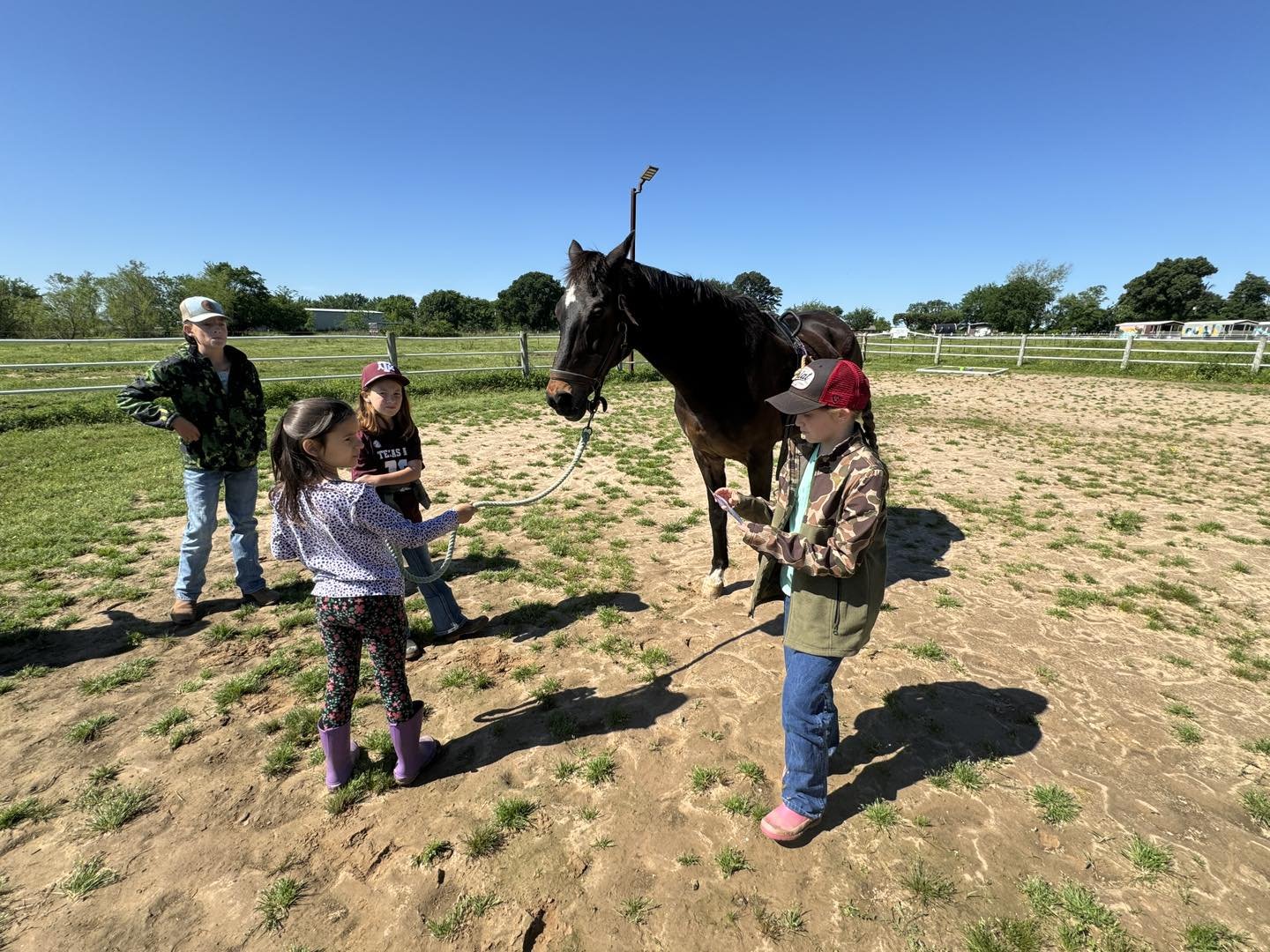 Another great day with the @Northeast Texas Prairie Classroom kids! We did some Horse Powered Reading, learned about all of the different types of saddles and tack and then they got to ride!