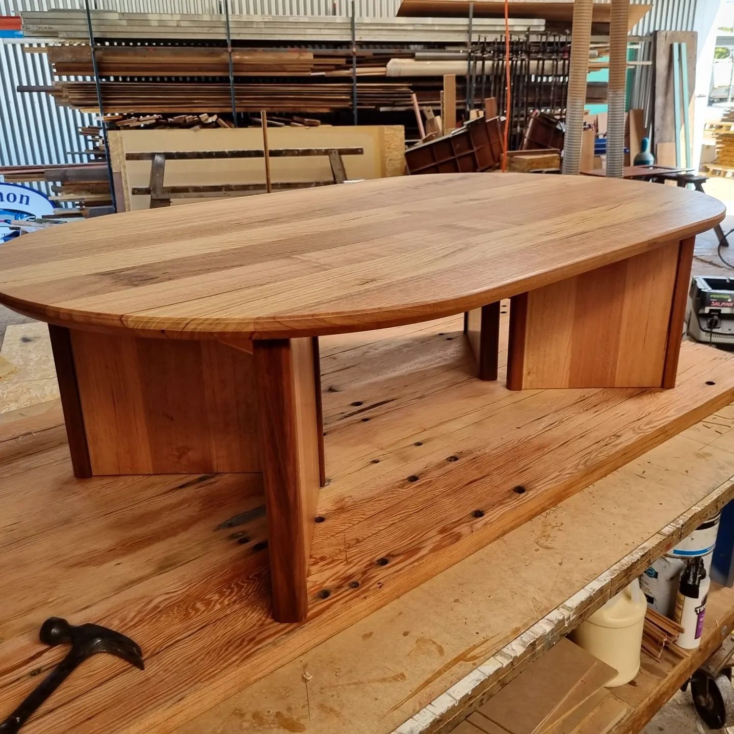 Coffee Table.
Bit of a modern design. Made using Vic Ash with Spotted Gum trims on the edge of leg panels