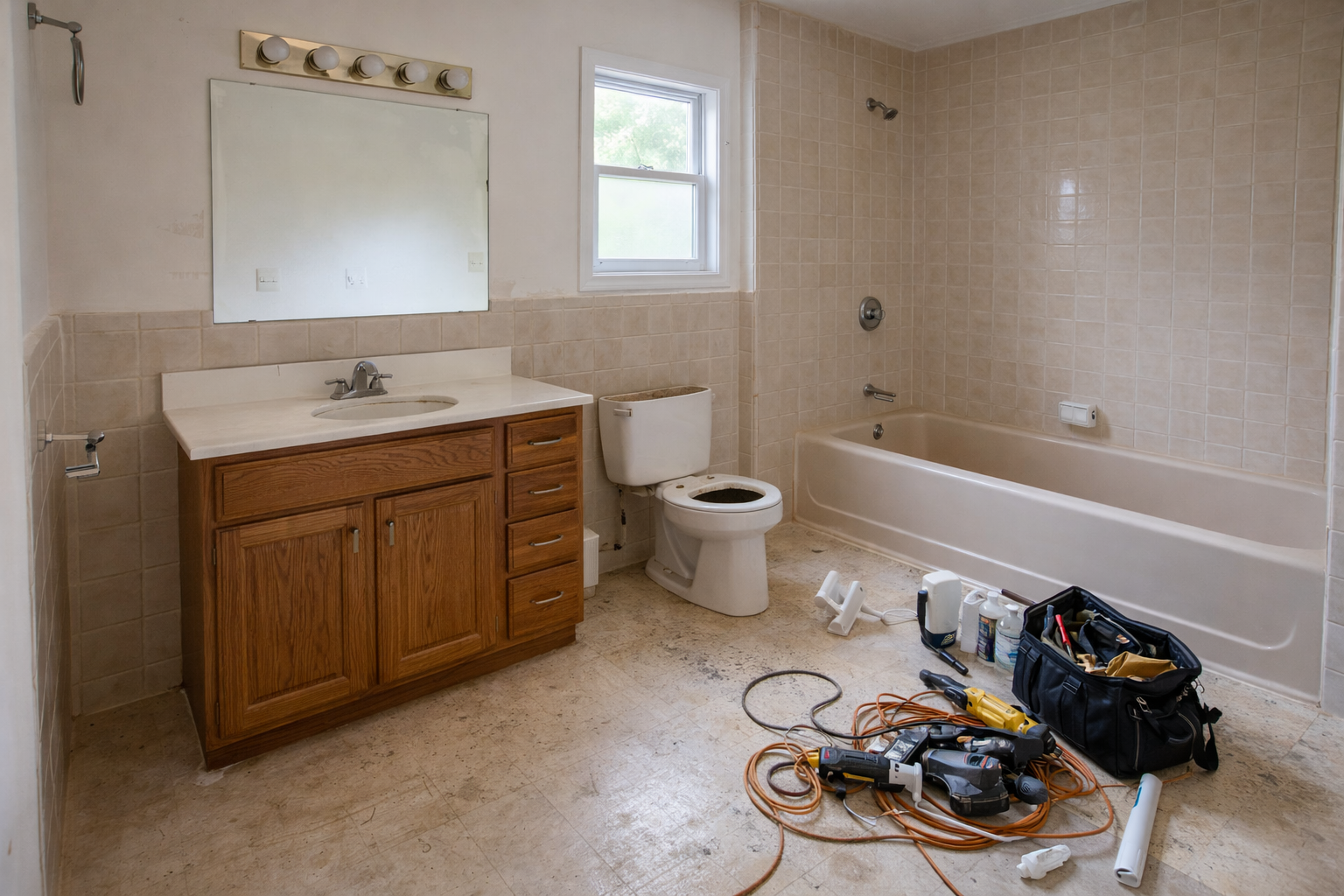 Kitchen renovation completed by FD Building Bathroom remodel renovation project Investment property renovation before and after Residential roofing renovation project