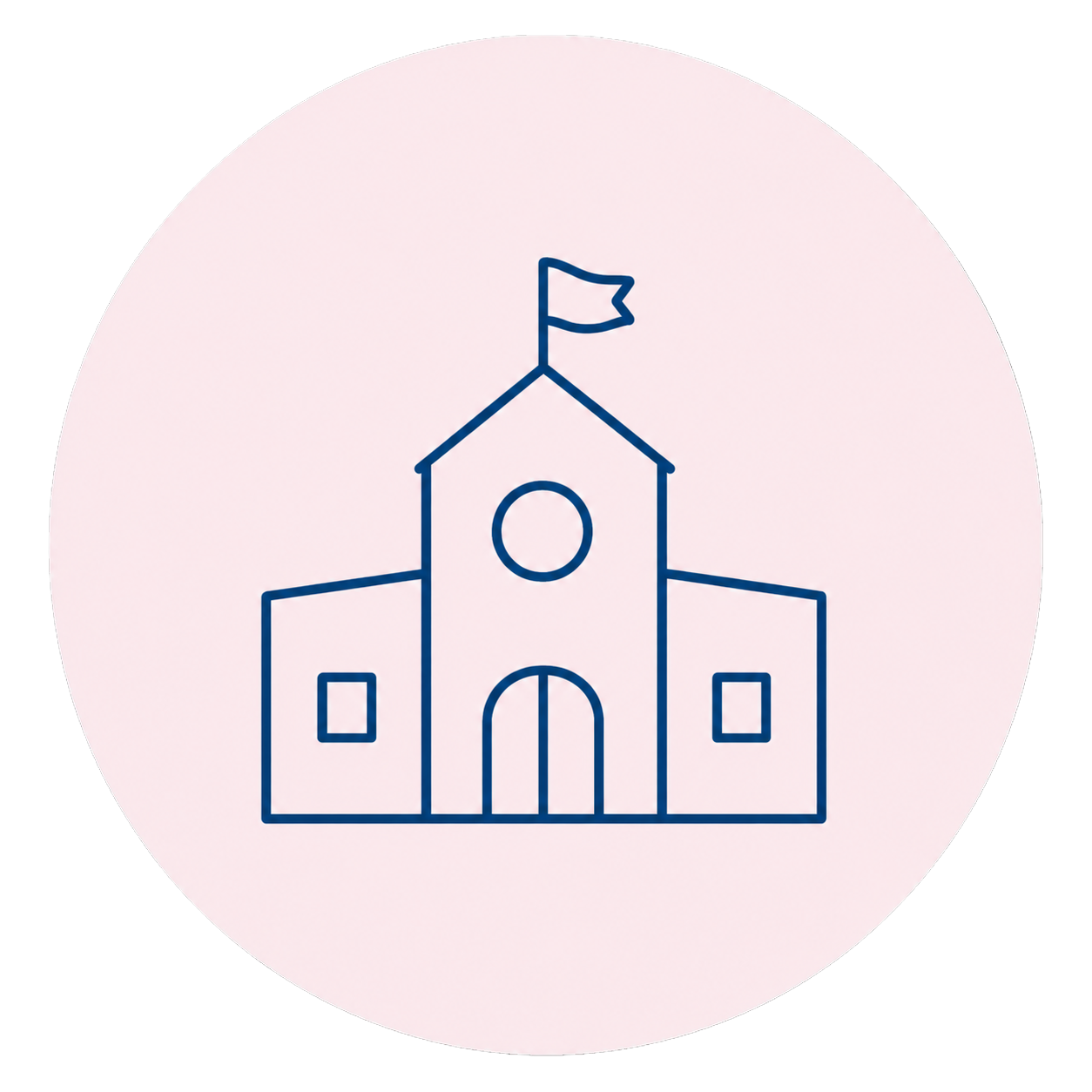 School icon representing support for school counsellors and student welfare teams