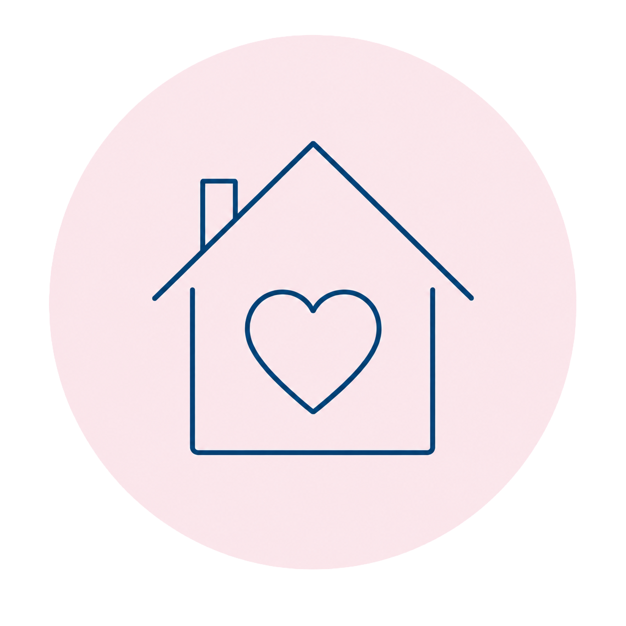 House icon with a heart inside representing a family going through significant life change