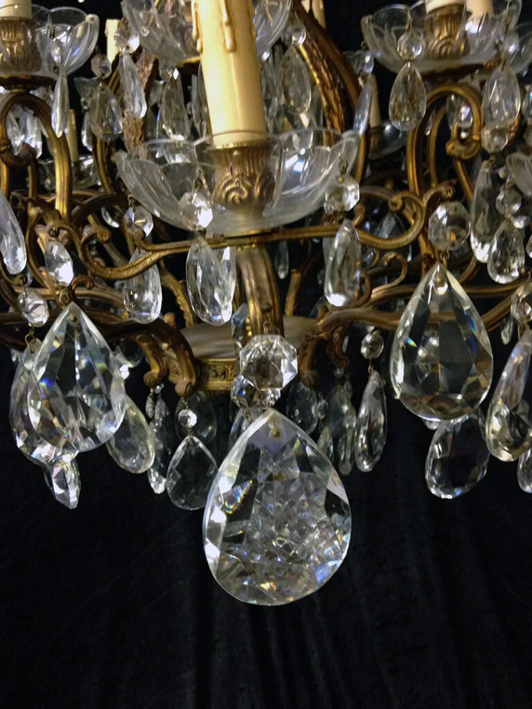 Leafy Armed Antique Brass Italian Chandelier — Crystal Corner Chandeliers