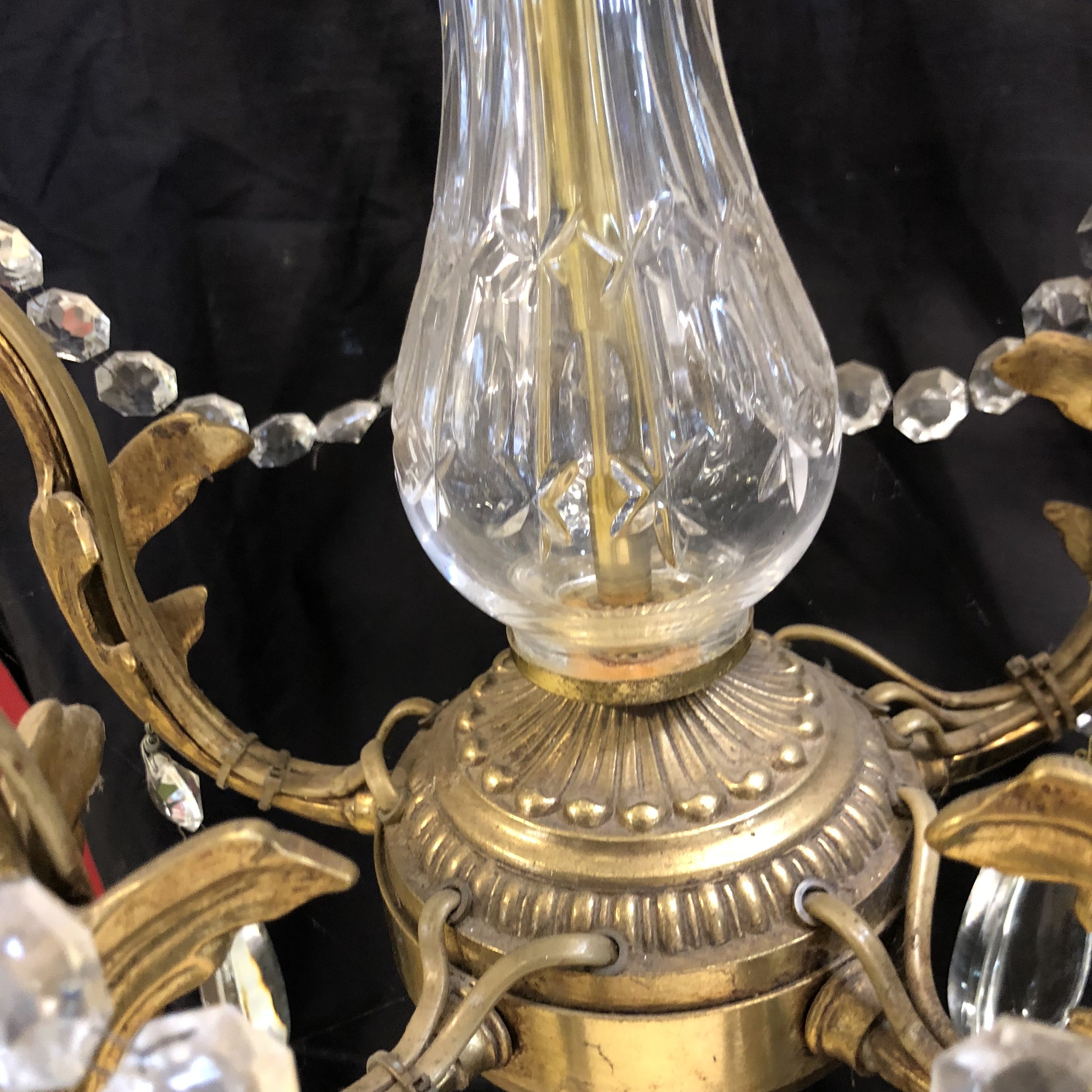 Antique heavy brass chandelier — Crystal Corner Chandeliers