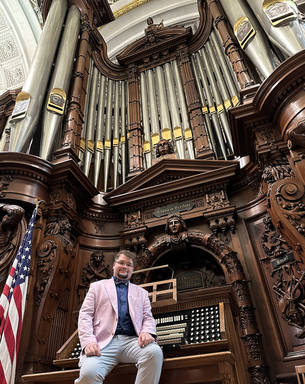 Seated at The Great Organ of Methuen Memorial Music Hall in Methuen, MA