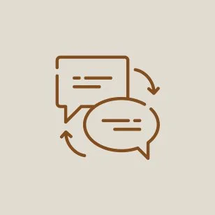 Line drawing of two speech bubbles