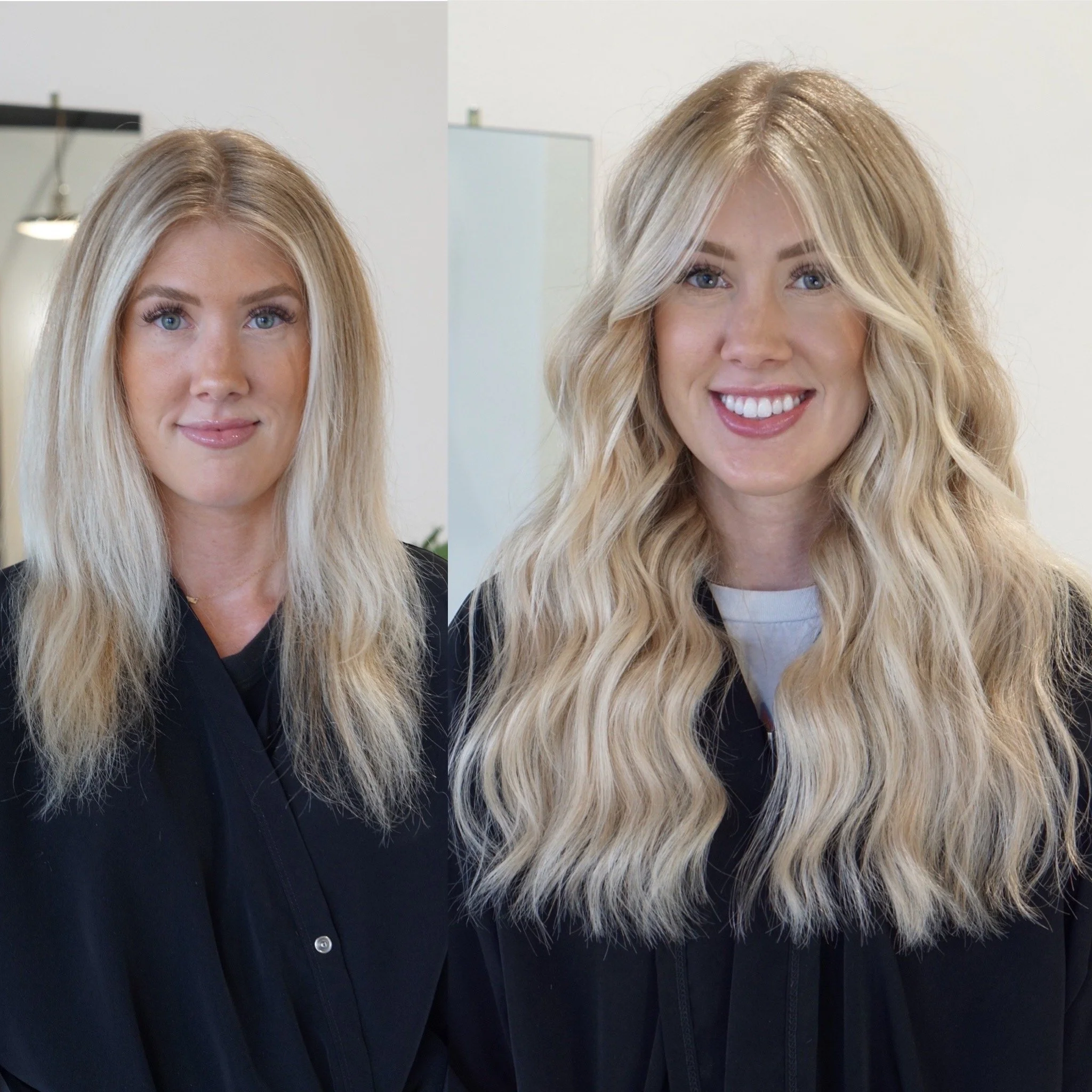 See the stunning before and after transformation with hair extensions at Elle Society Salon. Our expert stylists create voluminous, natural-looking extensions that blend seamlessly with your hair. Discover the perfect hair loss solution and achieve y