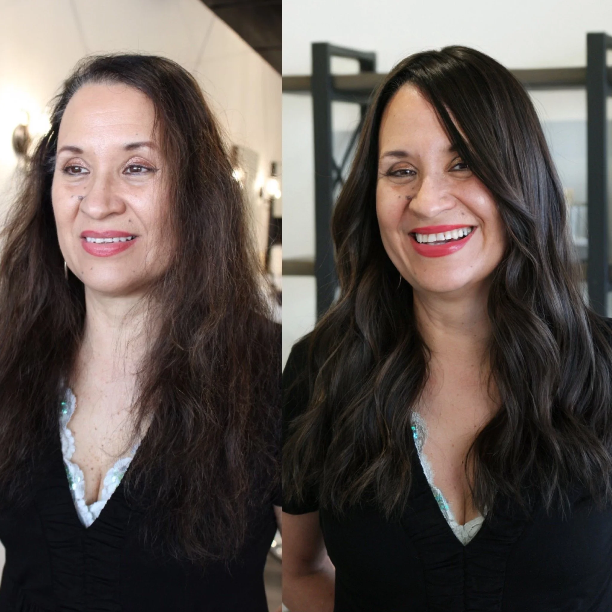 See the stunning before and after transformation with hair extensions at Elle Society Salon. Our expert stylists create voluminous, natural-looking extensions that blend seamlessly with your hair. Discover the perfect hair loss solution and achieve y