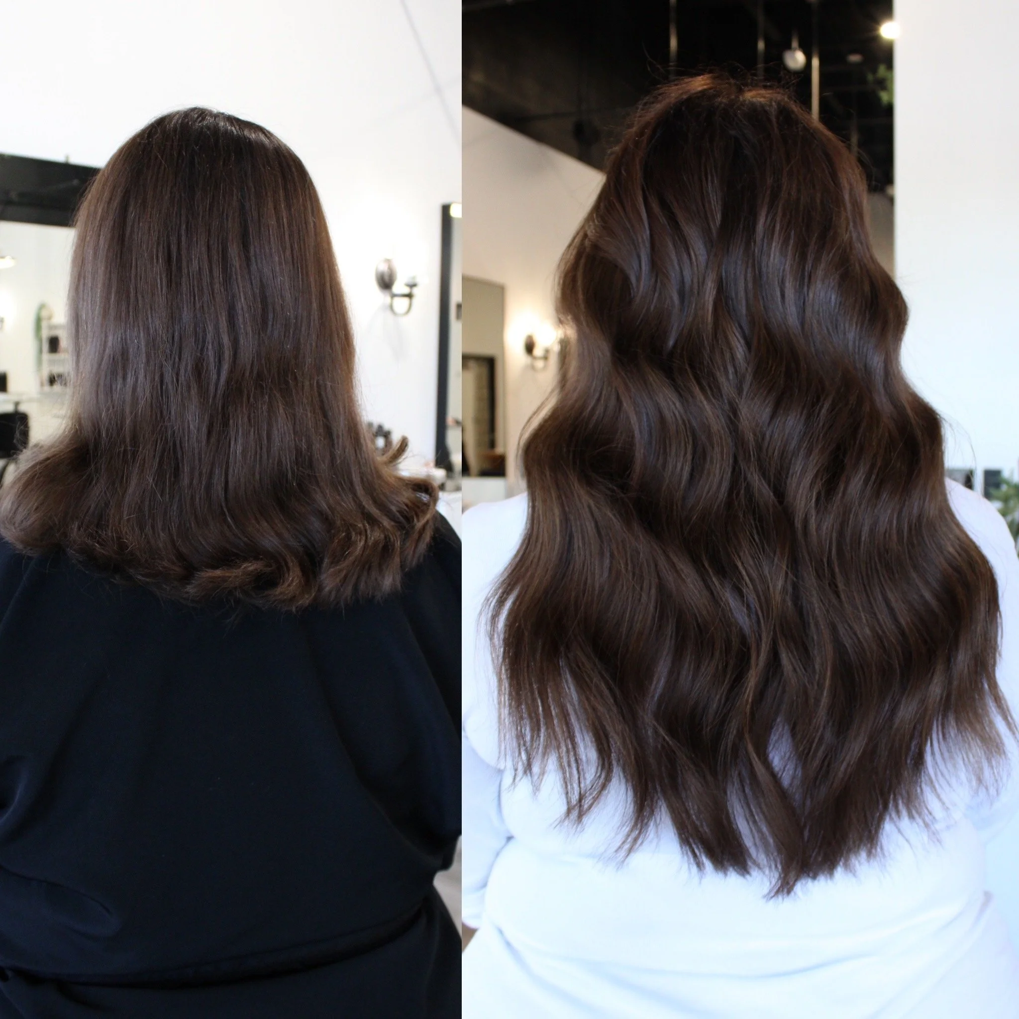 See the stunning before and after transformation with hair extensions at Elle Society Salon. Our expert stylists create voluminous, natural-looking extensions that blend seamlessly with your hair. Discover the perfect hair loss solution and achieve y