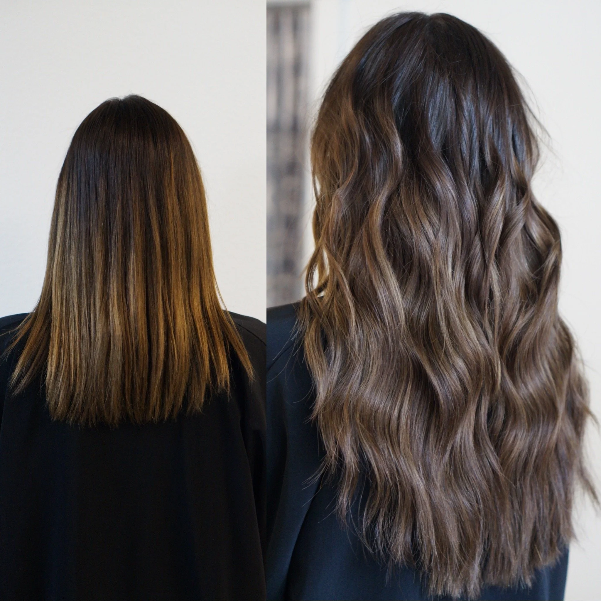 See the stunning before and after transformation with hair extensions at Elle Society Salon. Our expert stylists create voluminous, natural-looking extensions that blend seamlessly with your hair. Discover the perfect hair loss solution and achieve y
