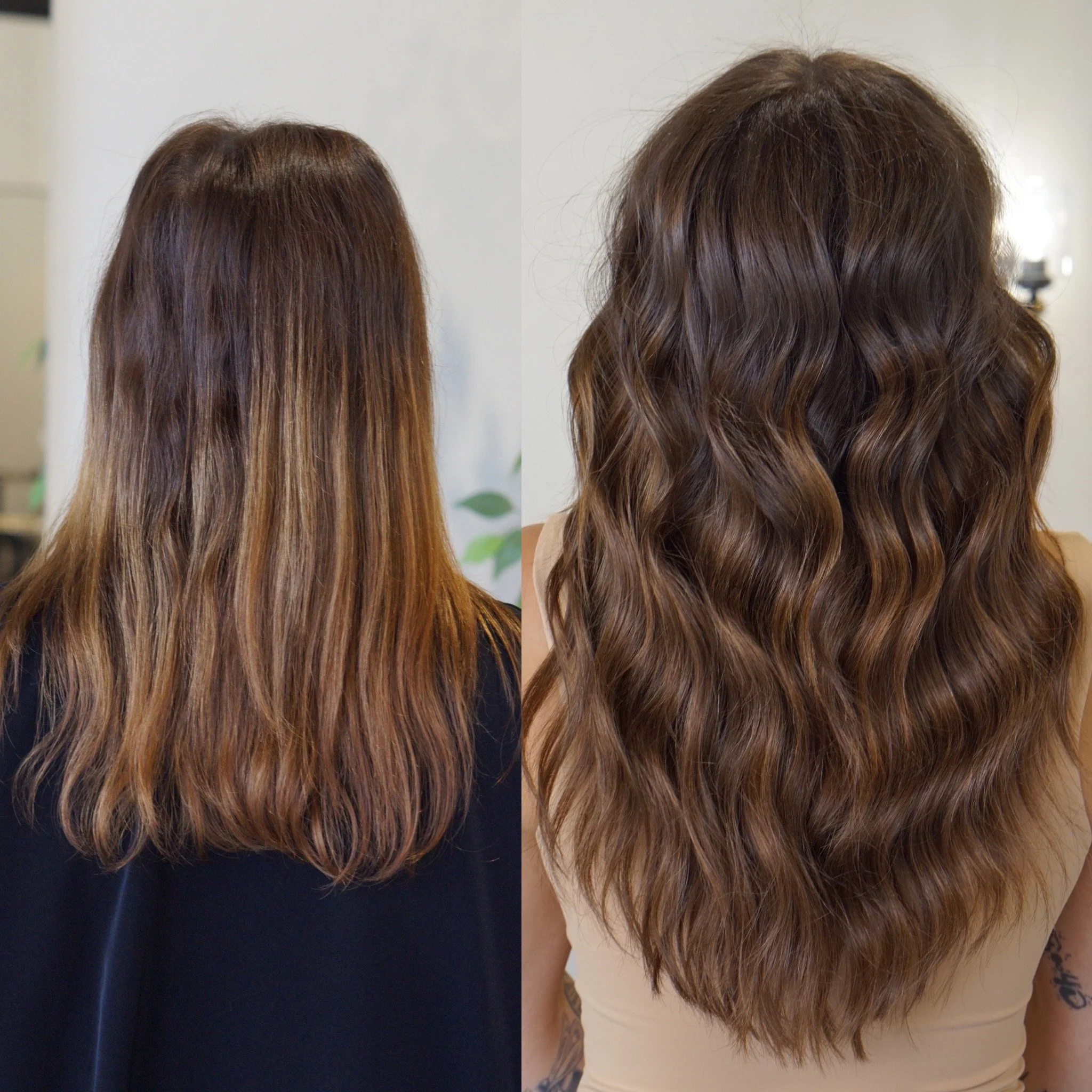 See the stunning before and after transformation with hair extensions at Elle Society Salon. Our expert stylists create voluminous, natural-looking extensions that blend seamlessly with your hair. Discover the perfect hair loss solution and achieve y