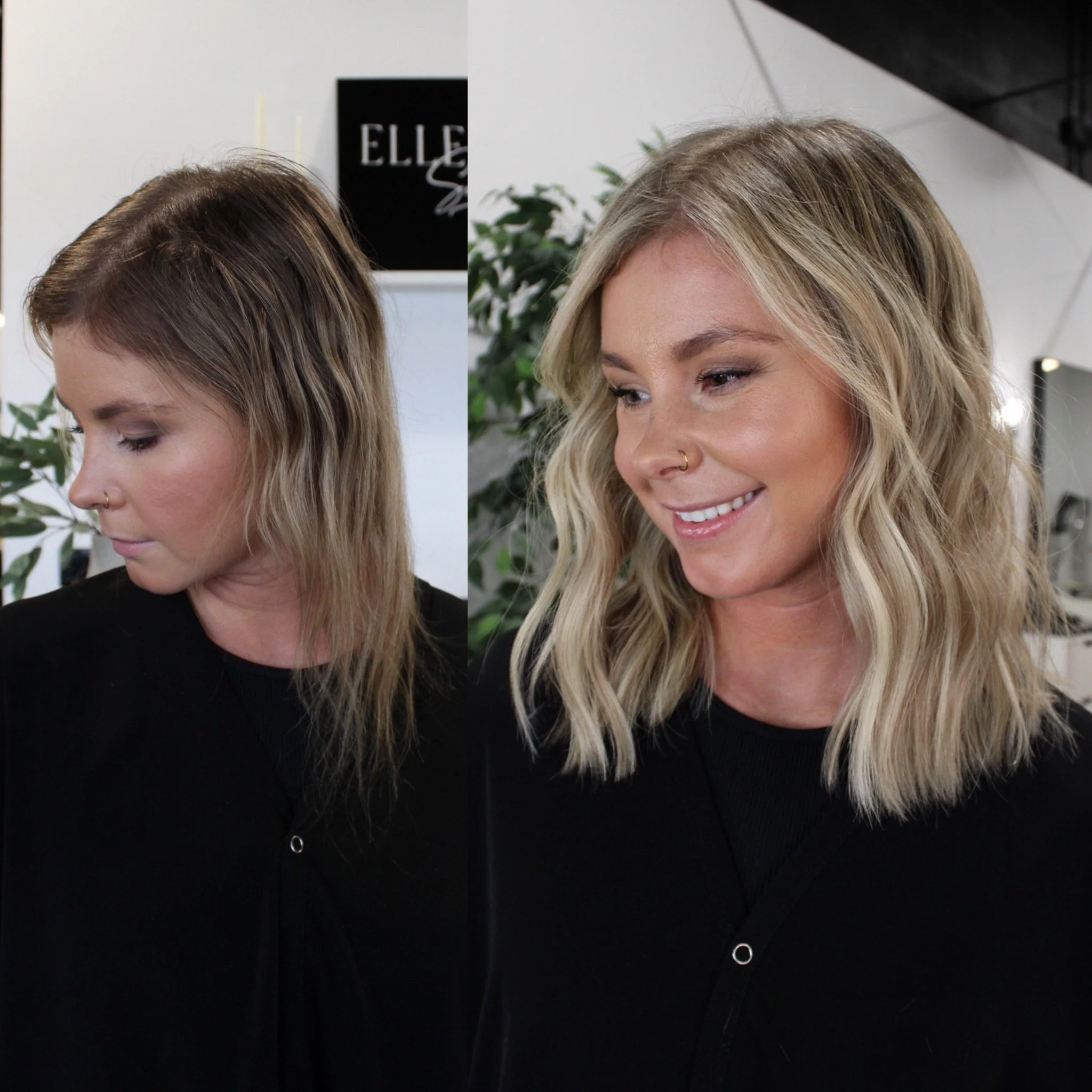 See the stunning before and after transformation with hair extensions at Elle Society Salon. Our expert stylists create voluminous, natural-looking extensions that blend seamlessly with your hair. Discover the perfect hair loss solution and achieve y
