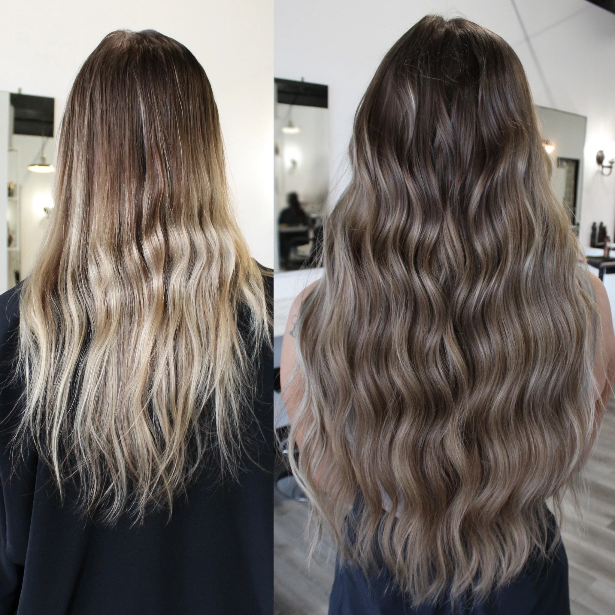 See the stunning before and after transformation with hair extensions at Elle Society Salon. Our expert stylists create voluminous, natural-looking extensions that blend seamlessly with your hair. Discover the perfect hair loss solution and achieve y