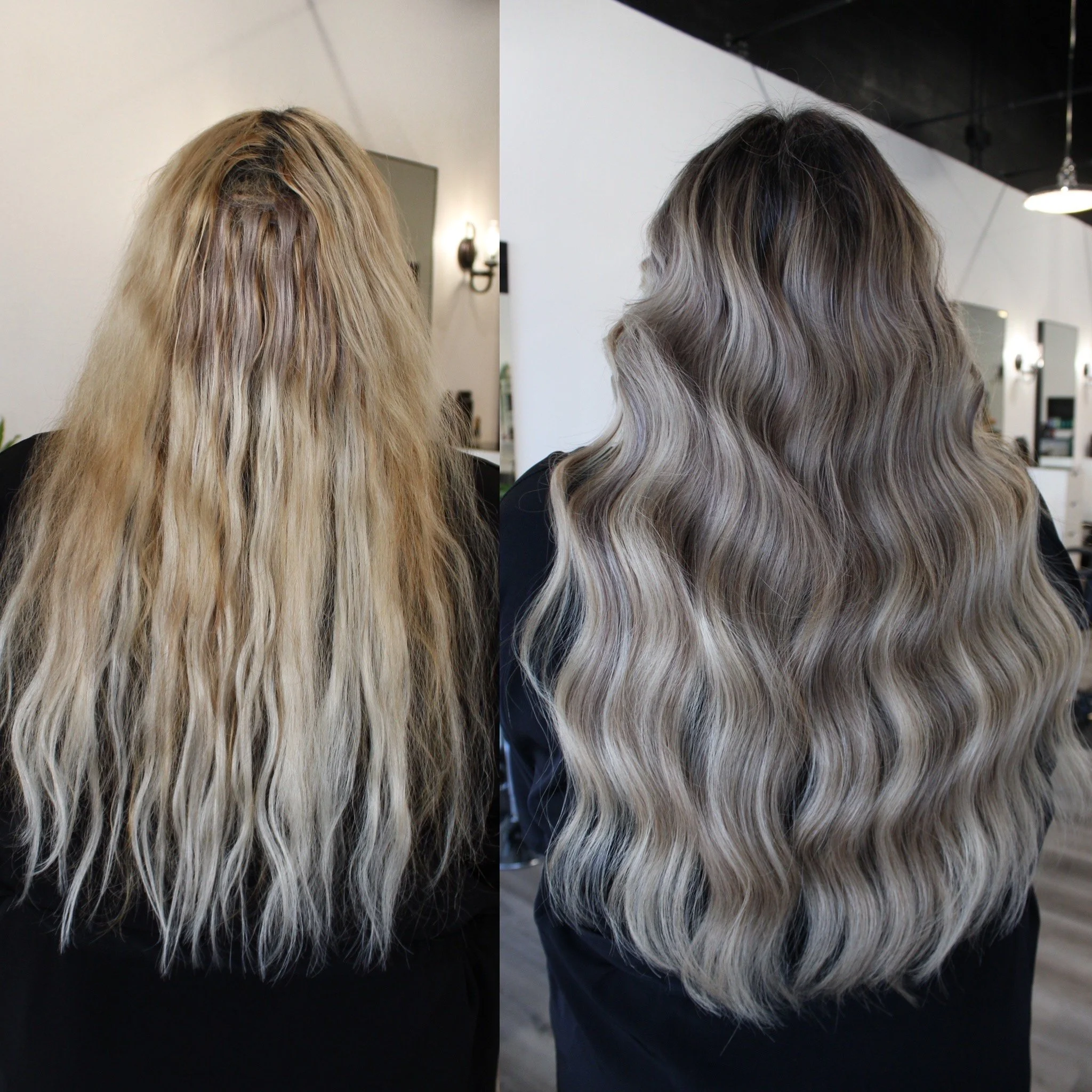 See the stunning before and after transformation with hair extensions at Elle Society Salon. Our expert stylists create voluminous, natural-looking extensions that blend seamlessly with your hair. Discover the perfect hair loss solution and achieve y