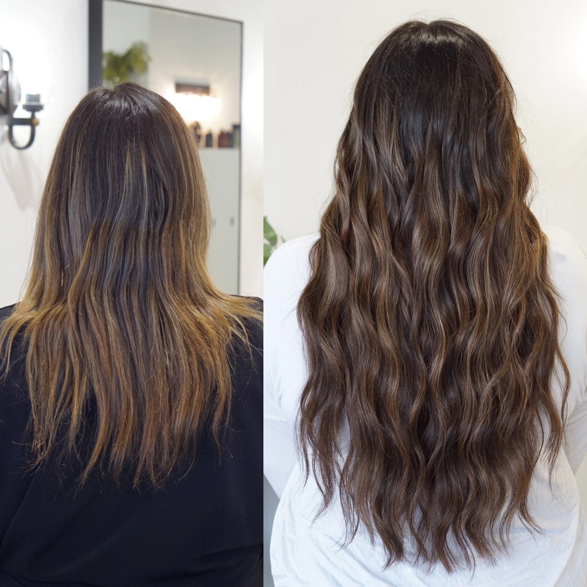 See the stunning before and after transformation with hair extensions at Elle Society Salon. Our expert stylists create voluminous, natural-looking extensions that blend seamlessly with your hair. Discover the perfect hair loss solution and achieve y
