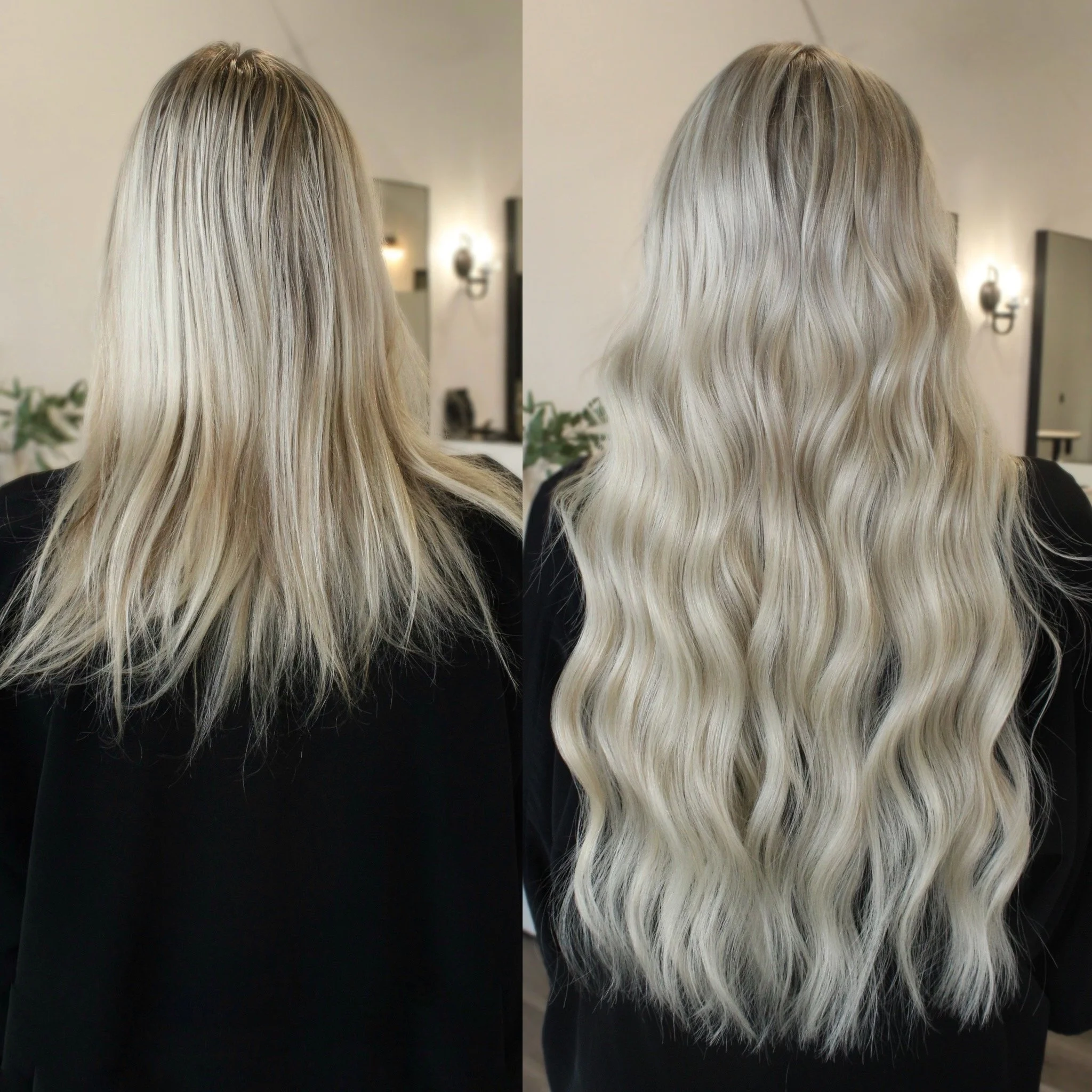 Natural-looking blonde extensions for volume and length near Portland, OR
