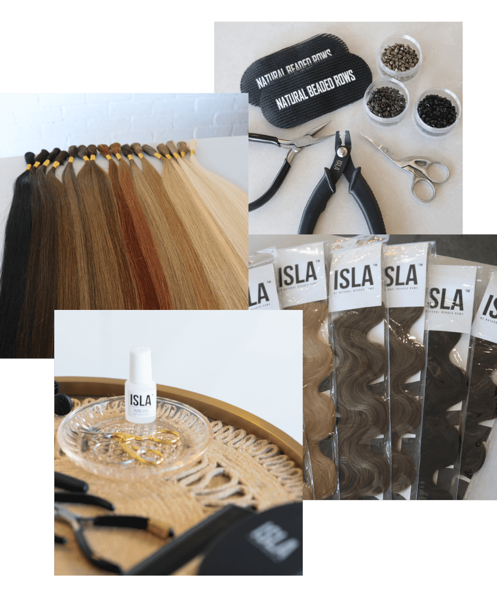 ISLA hand tied hair for NBR Extensions at Elle Society Salon in Oregon.