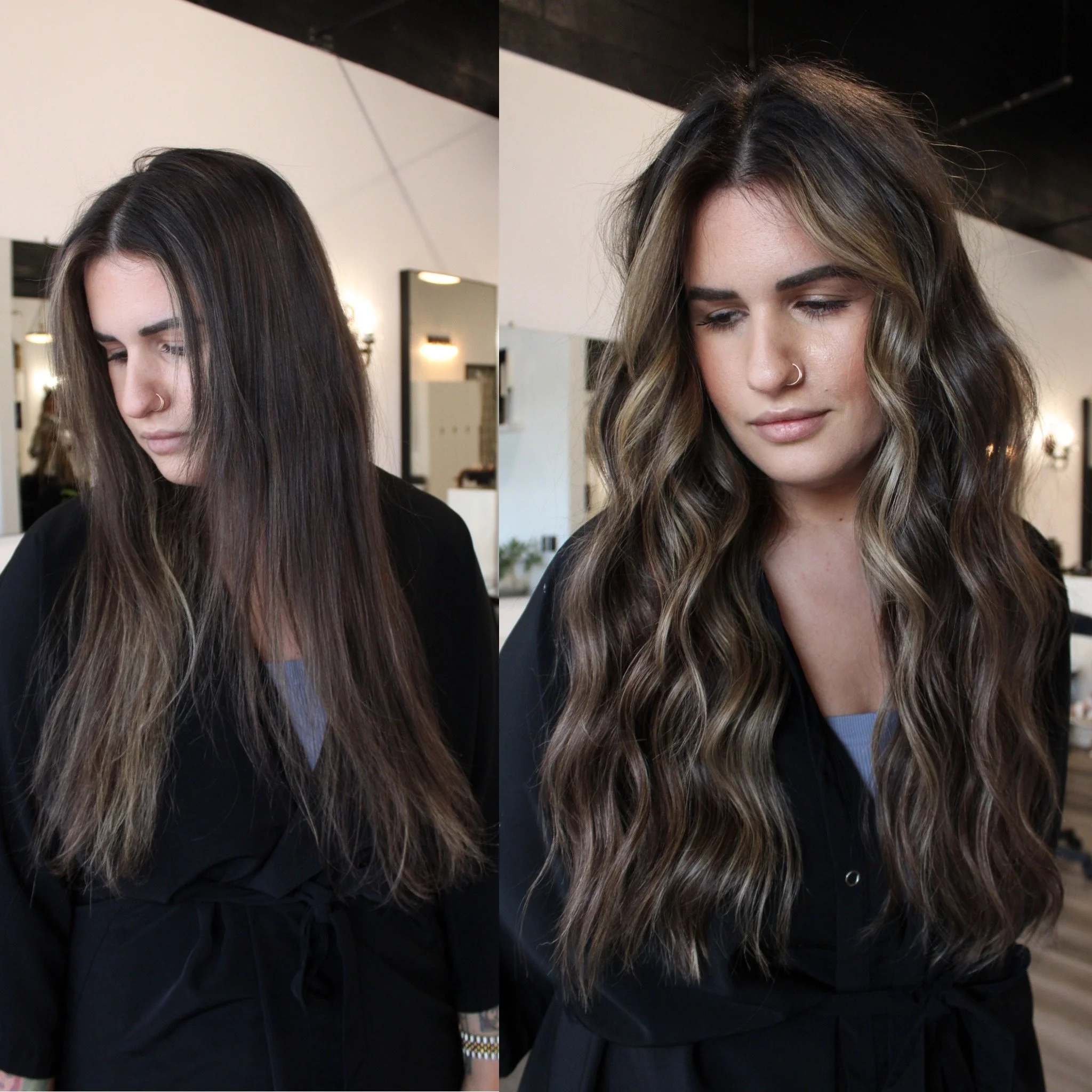 See the stunning before and after transformation with hair extensions at Elle Society Salon. Our expert stylists create voluminous, natural-looking extensions that blend seamlessly with your hair. Discover the perfect hair loss solution and achieve y