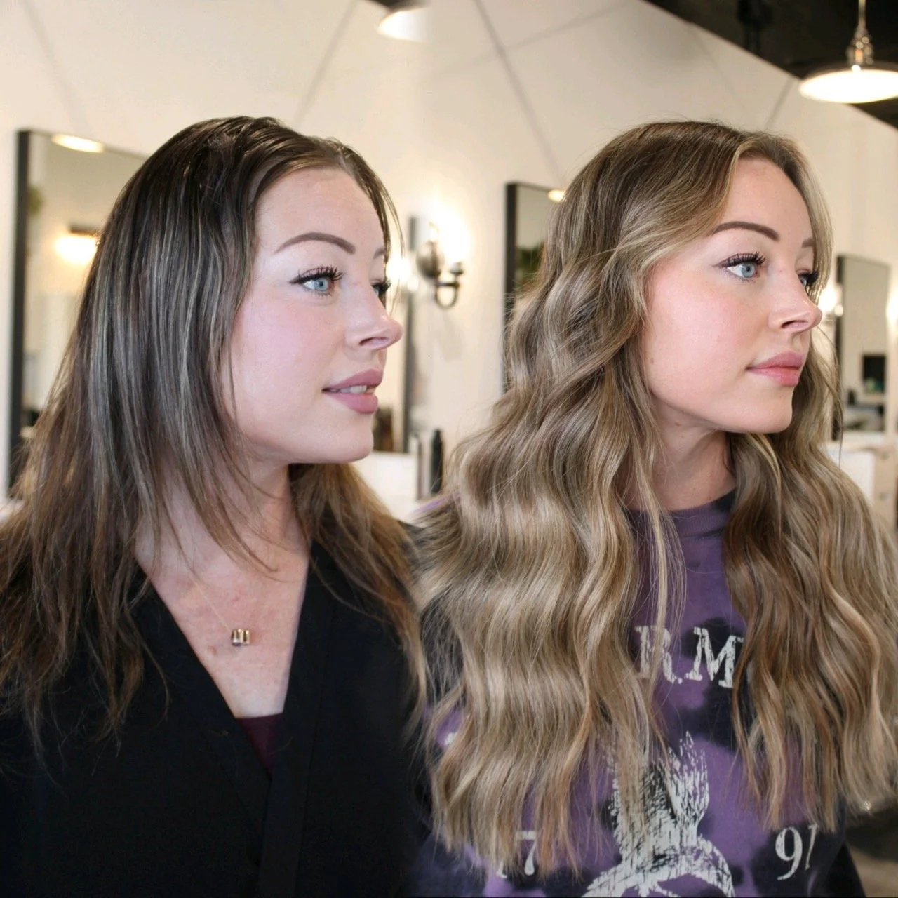 See the stunning before and after transformation with hair extensions at Elle Society Salon. Our expert stylists create voluminous, natural-looking extensions that blend seamlessly with your hair. Discover the perfect hair loss solution and achieve y