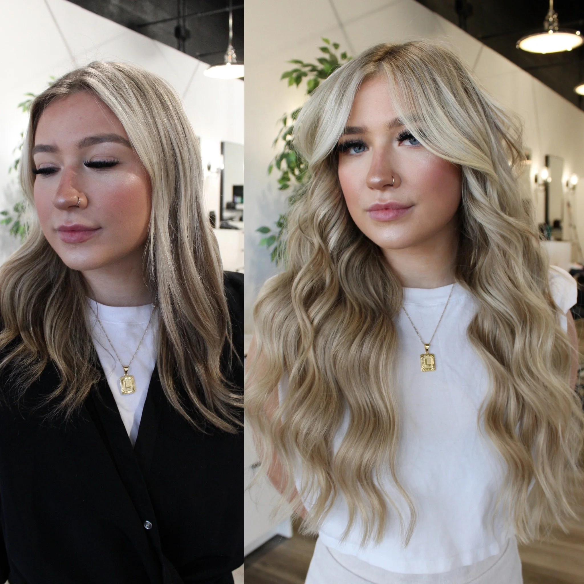 See the stunning before and after transformation with hair extensions at Elle Society Salon. Our expert stylists create voluminous, natural-looking extensions that blend seamlessly with your hair. Discover the perfect hair loss solution and achieve y