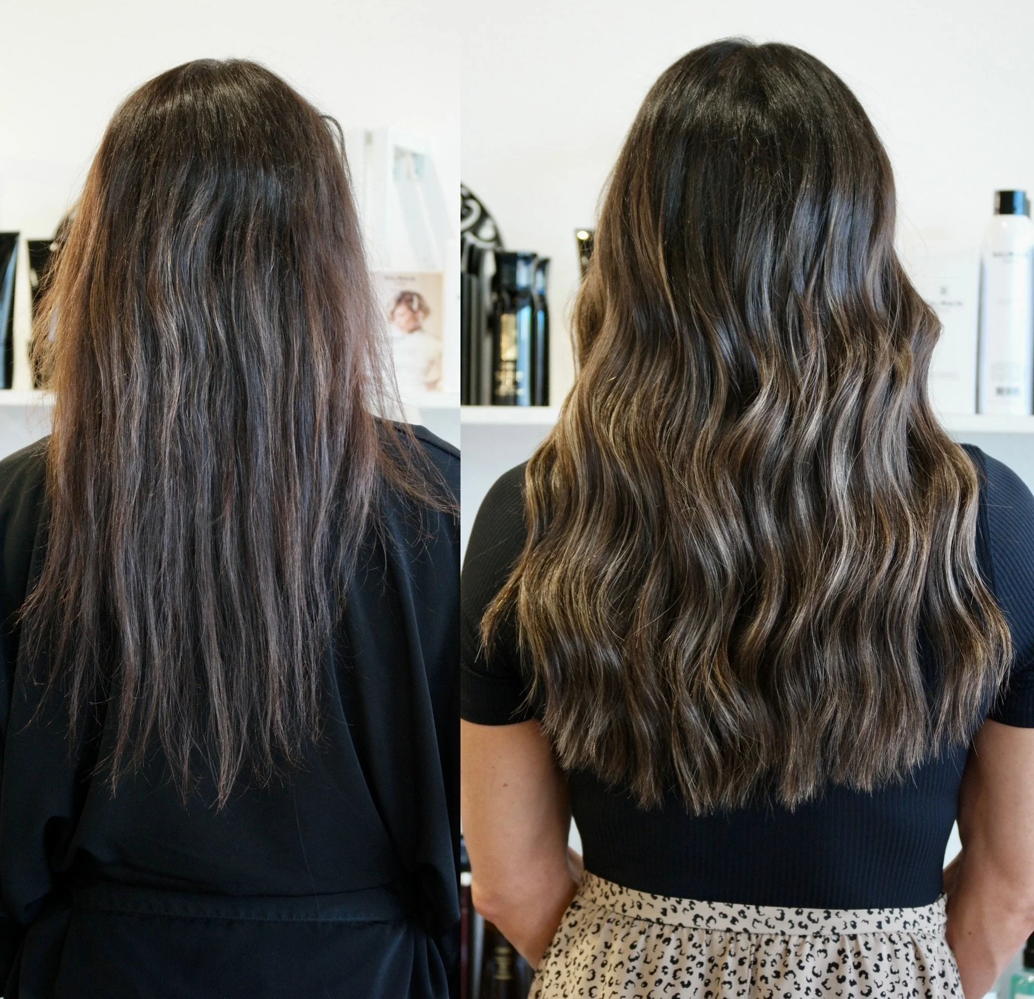 See the stunning before and after transformation with hair extensions at Elle Society Salon. Our expert stylists create voluminous, natural-looking extensions that blend seamlessly with your hair. Discover the perfect hair loss solution and achieve y
