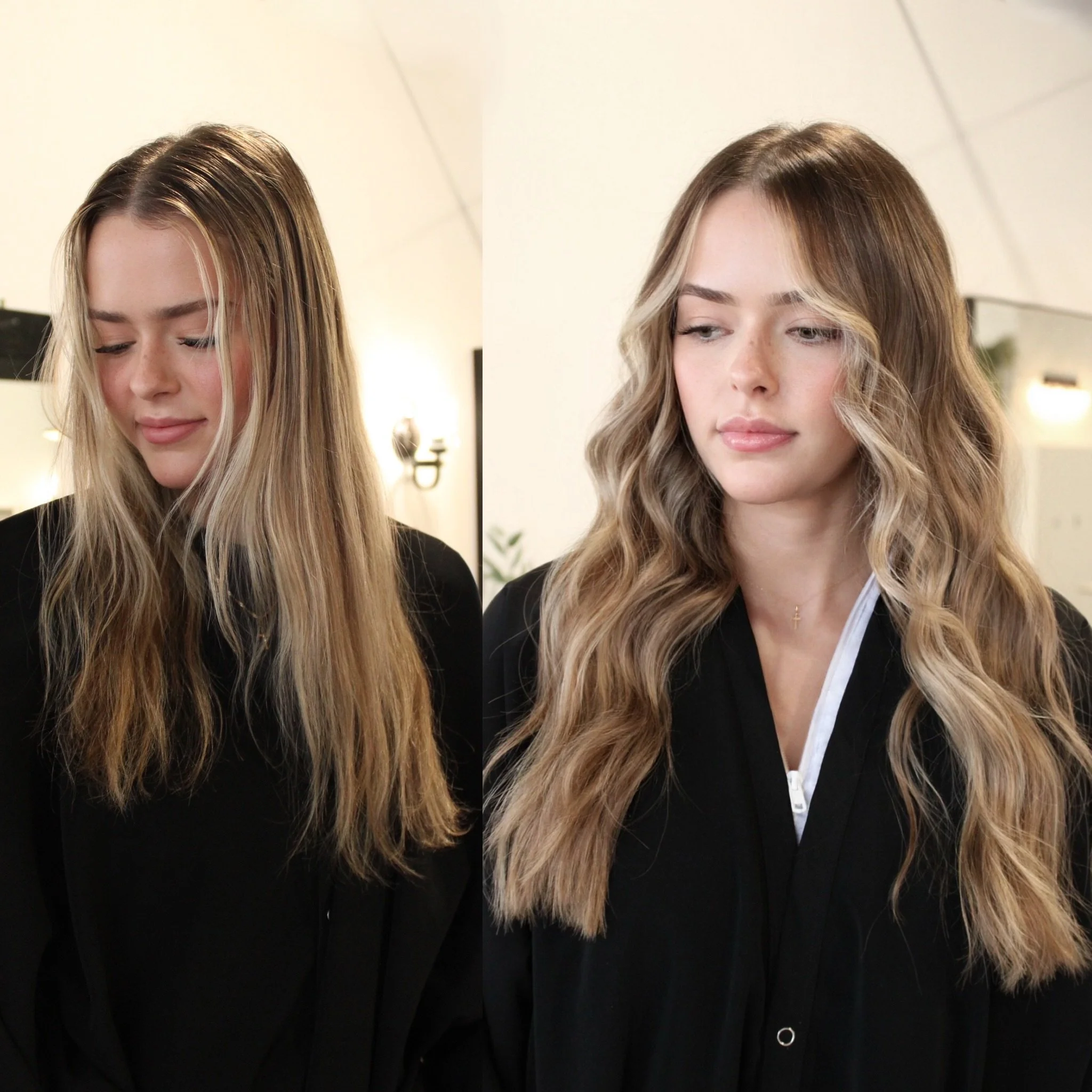 See the stunning before and after transformation with hair extensions at Elle Society Salon. Our expert stylists create voluminous, natural-looking extensions that blend seamlessly with your hair. Discover the perfect hair loss solution and achieve y