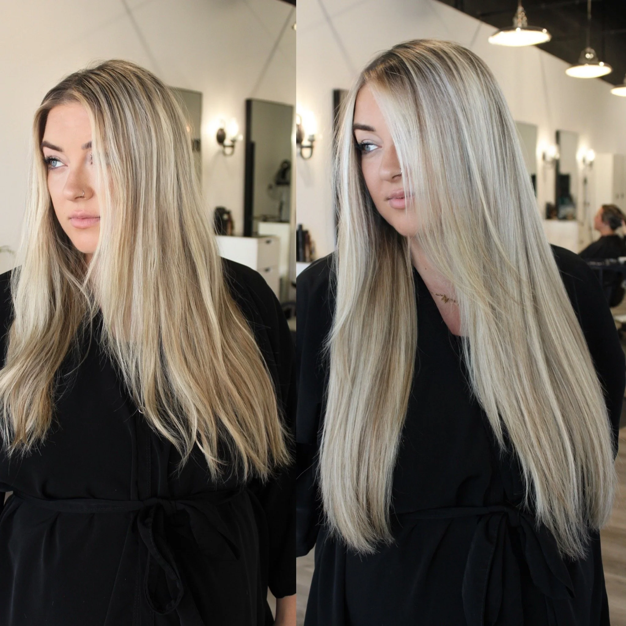 See the stunning before and after transformation with hair extensions at Elle Society Salon. Our expert stylists create voluminous, natural-looking extensions that blend seamlessly with your hair. Discover the perfect hair loss solution and achieve y