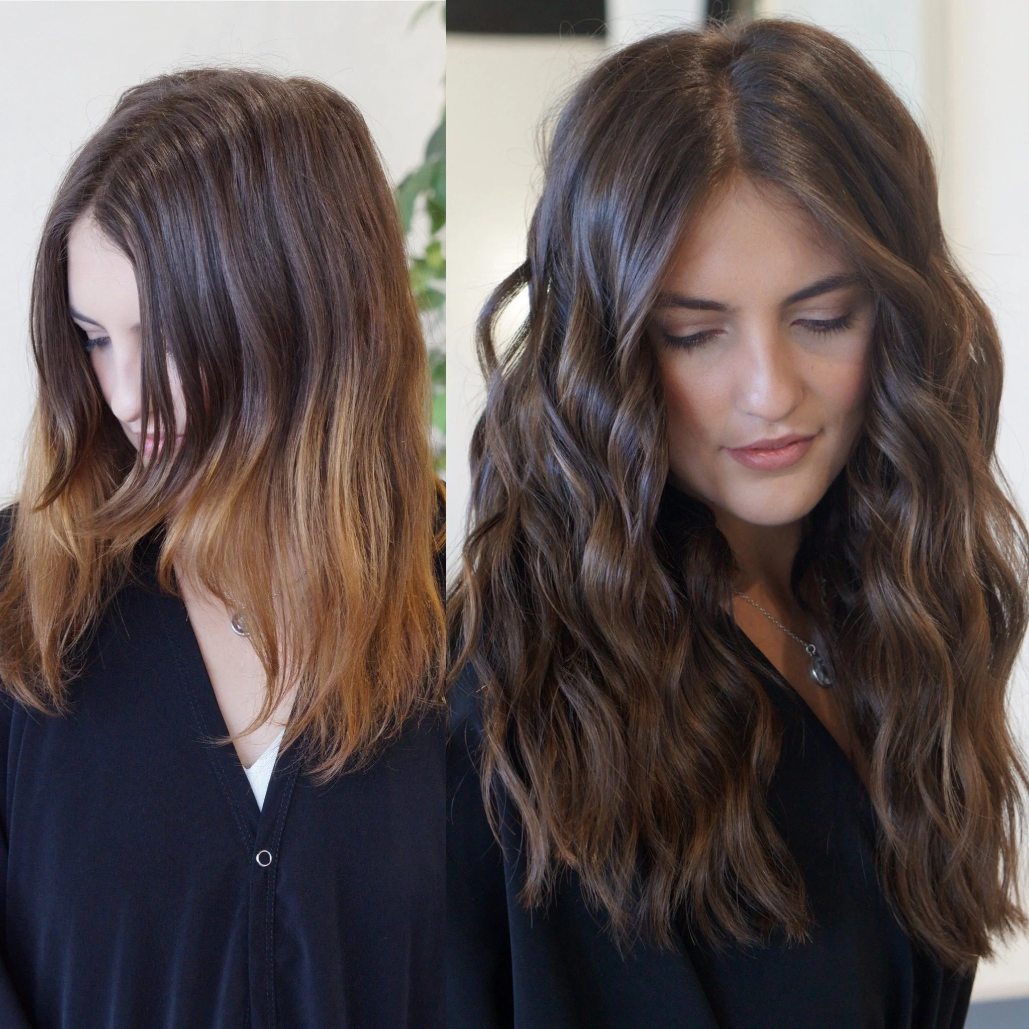 See the stunning before and after transformation with hair extensions at Elle Society Salon. Our expert stylists create voluminous, natural-looking extensions that blend seamlessly with your hair. Discover the perfect hair loss solution and achieve y