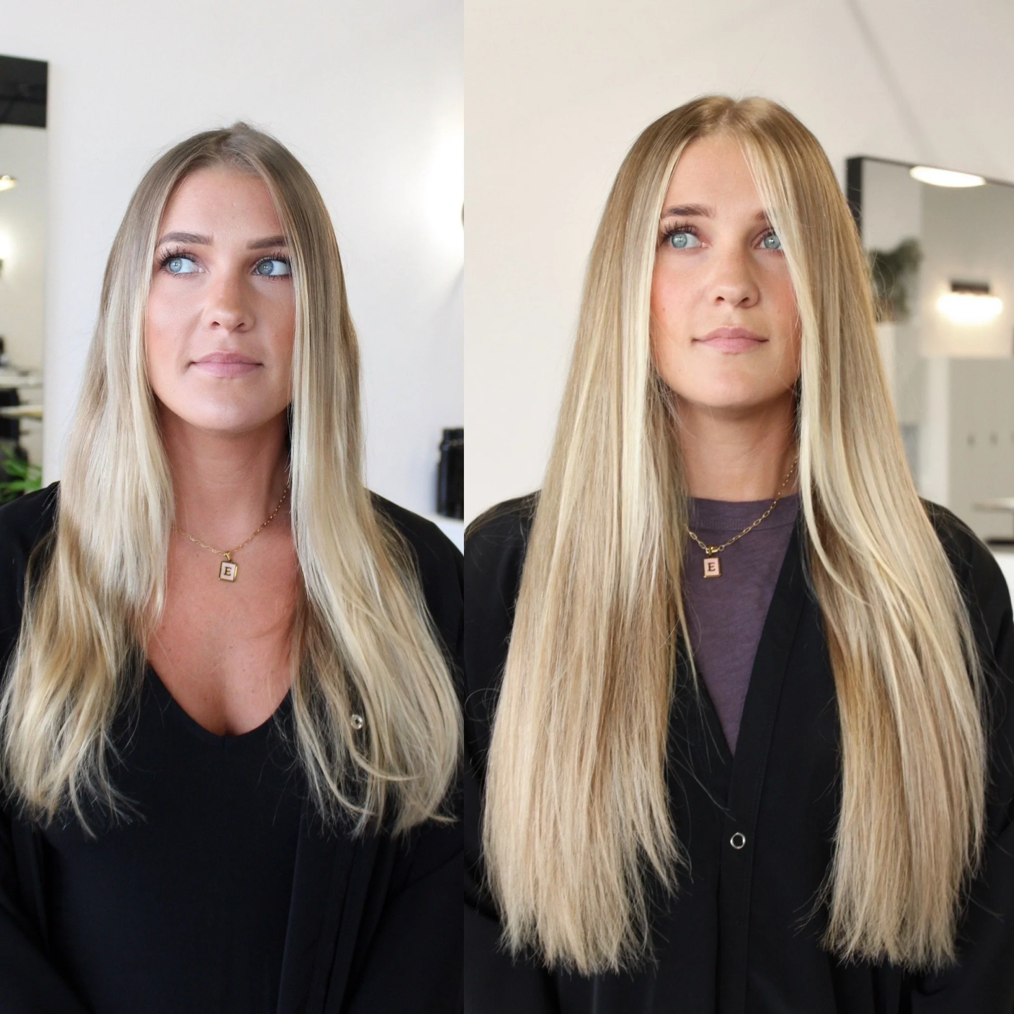 See the stunning before and after transformation with hair extensions at Elle Society Salon. Our expert stylists create voluminous, natural-looking extensions that blend seamlessly with your hair. Discover the perfect hair loss solution and achieve y